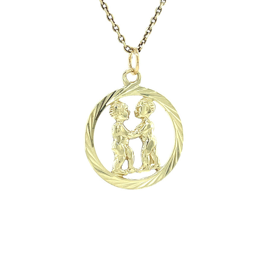 Gold pendant zodiac sign Gemini 14 karat