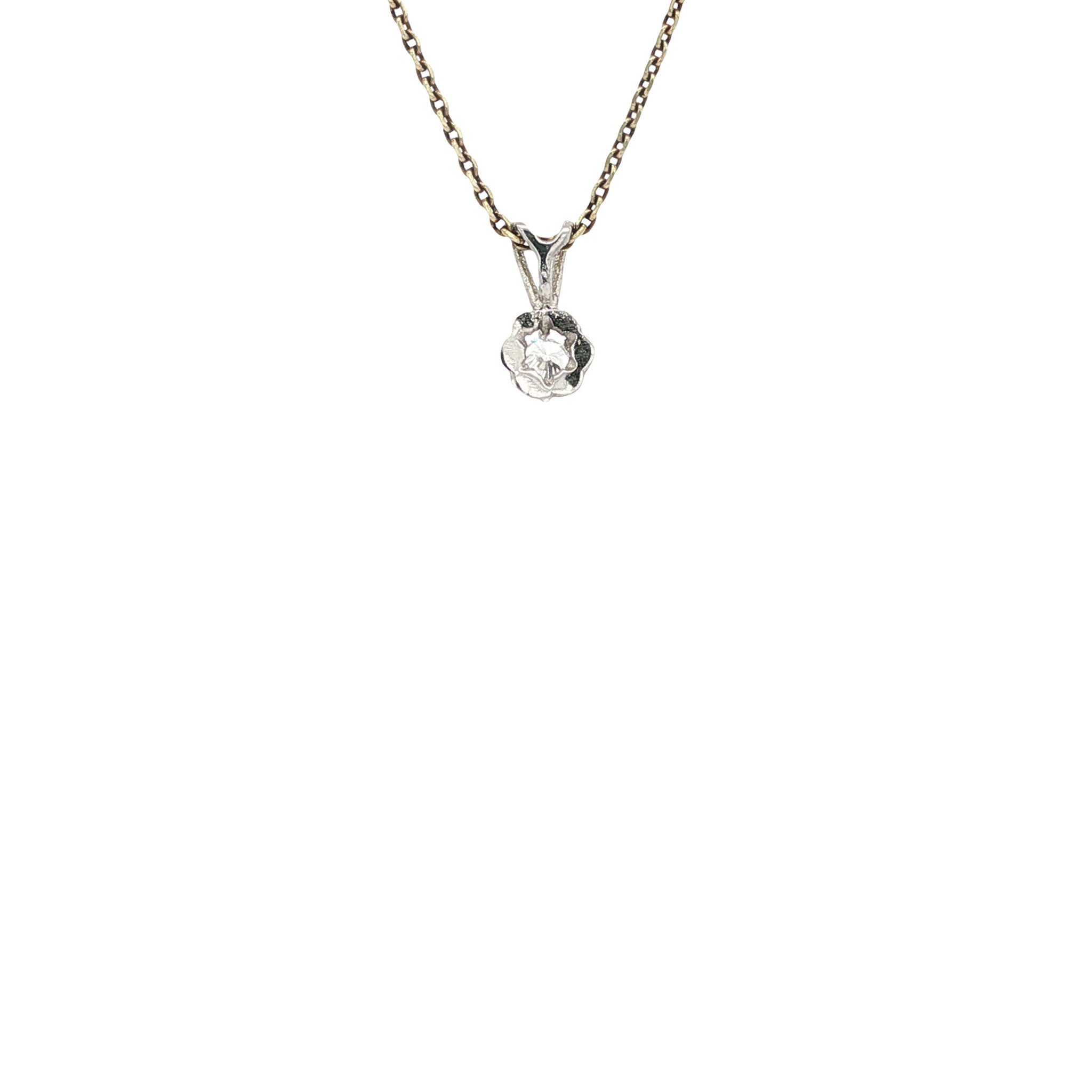 White gold solitaire pendant with zirconia 14 karat