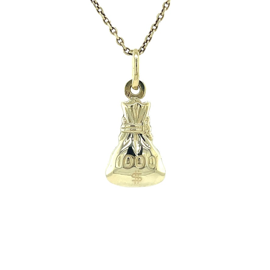 Gold pendant money bag 14 karat