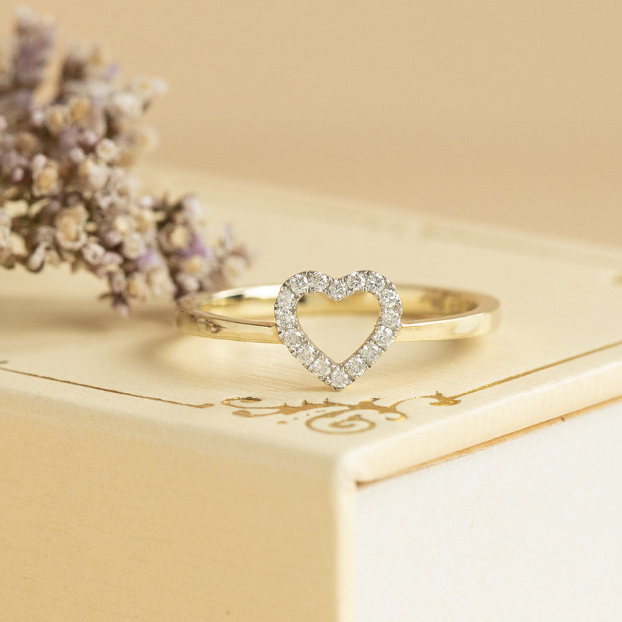 Gouden hart ring met diamant 14 karaat* nieuw