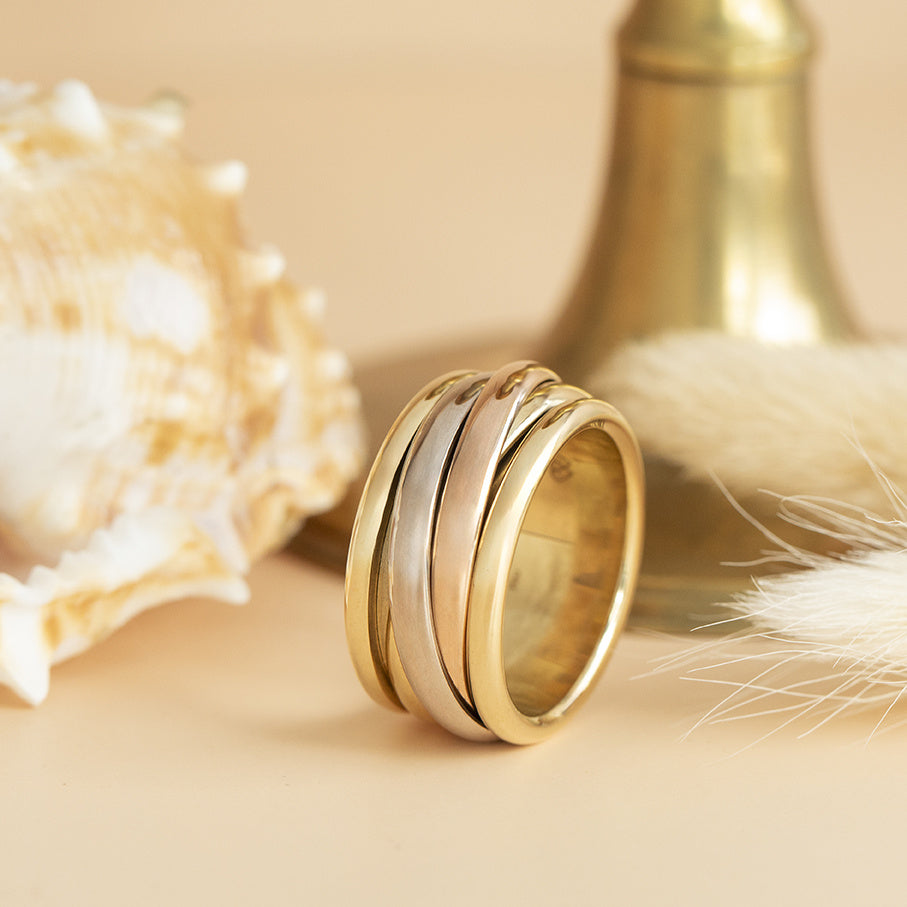 Tricolour gold ring 18 karat