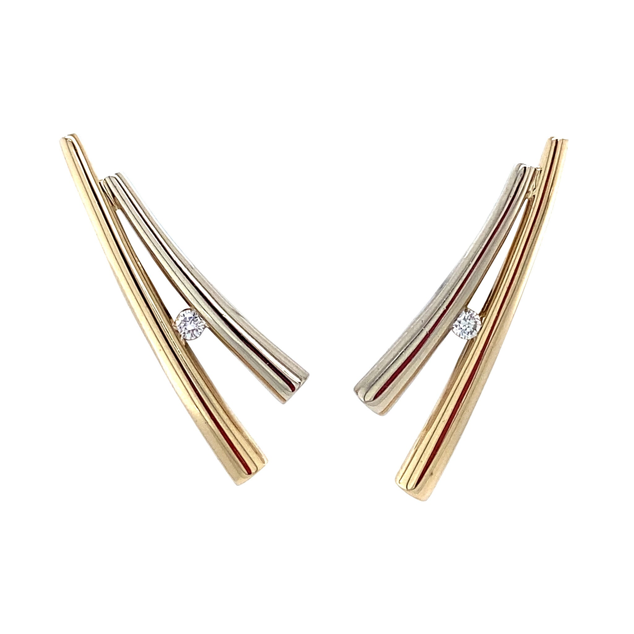 Gold stud earrings with diamond 14 karat