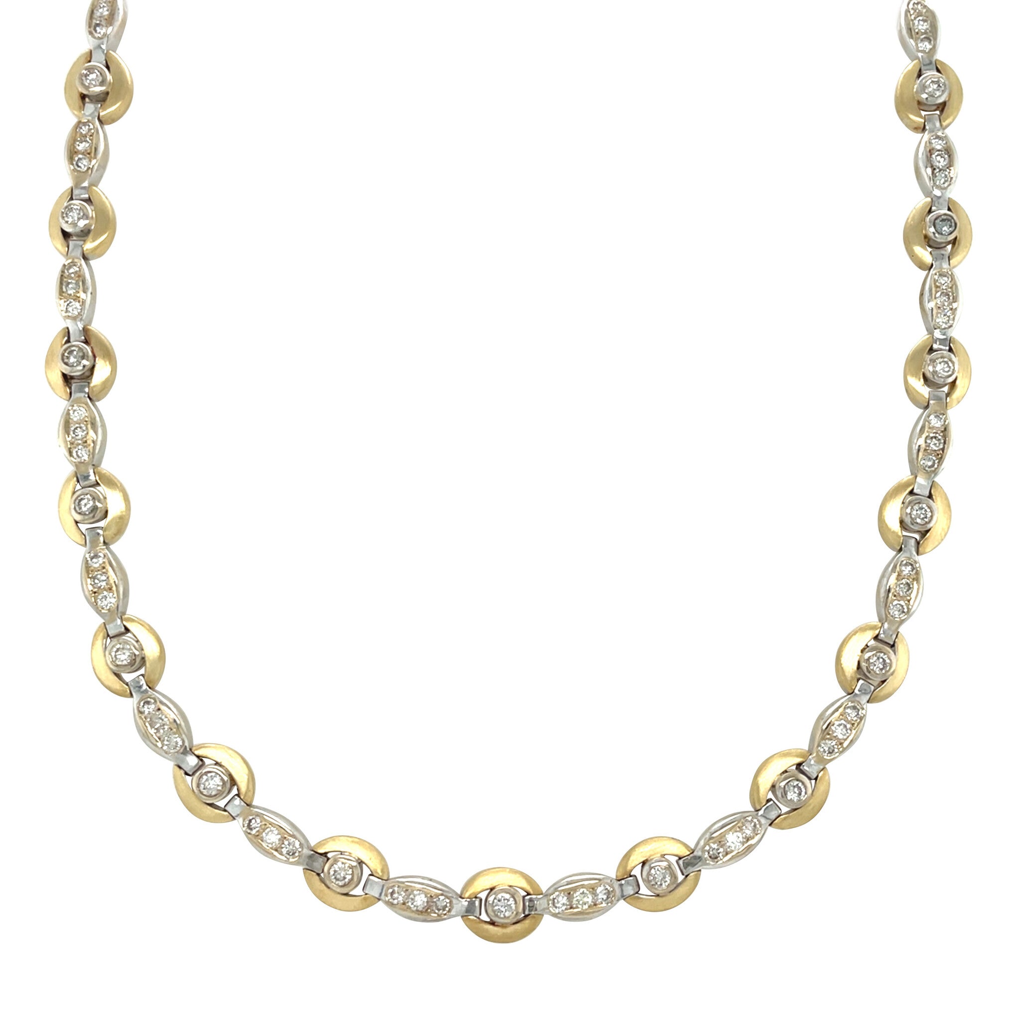 Bicolour gouden choker met diamant 44 cm 18 krt