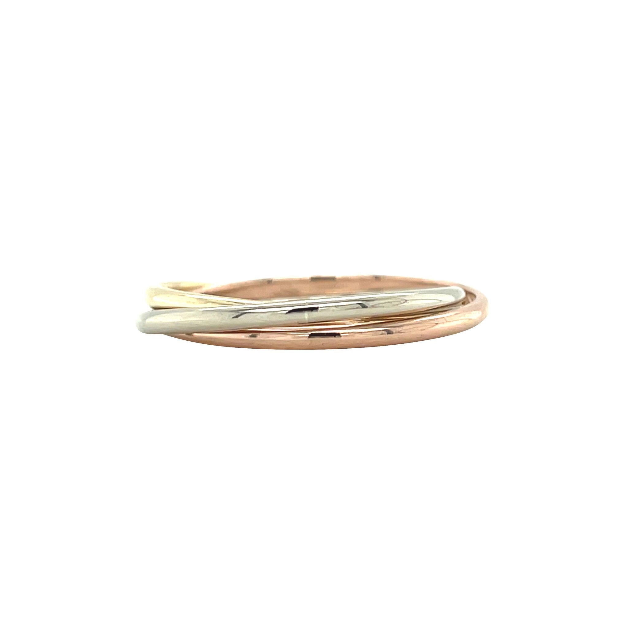 Tricolour gold trinity ring 14 karat