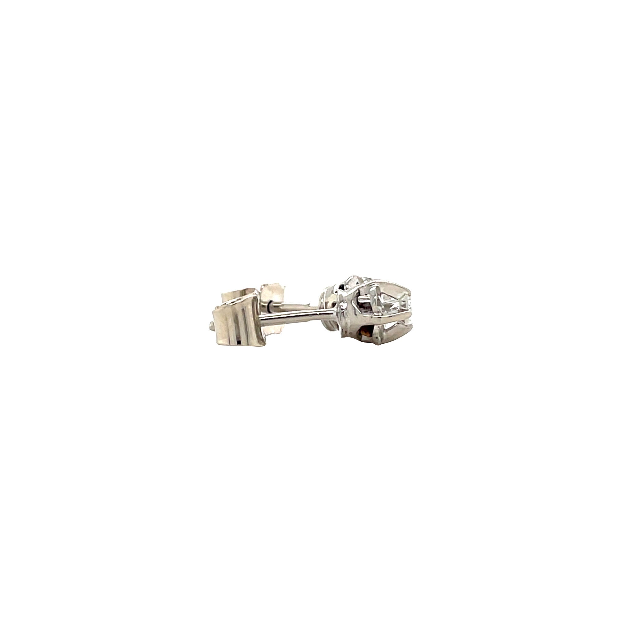 White gold solitaire ear studs with diamond 14 karat