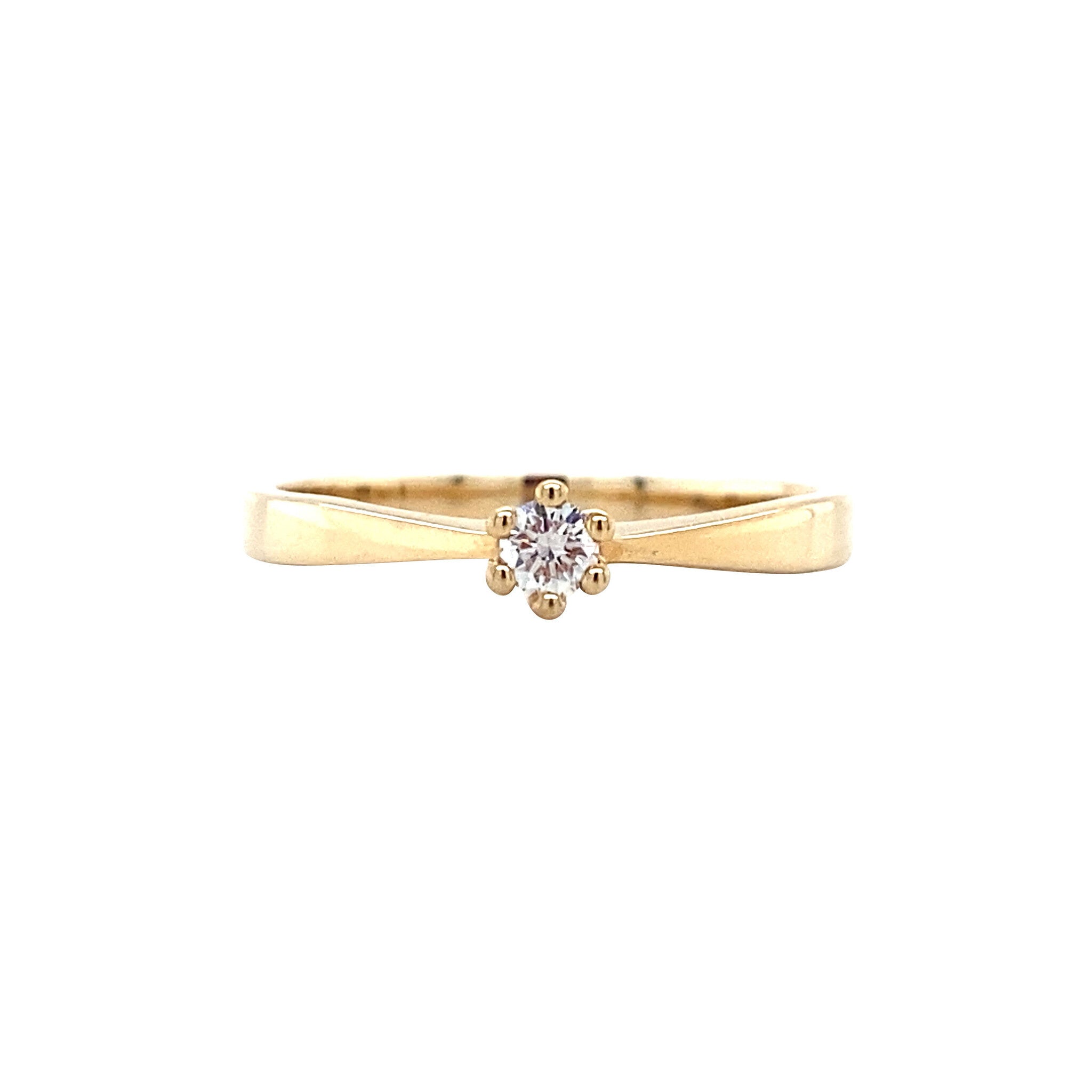 Gold solitaire ring with diamond 14 kt* new
