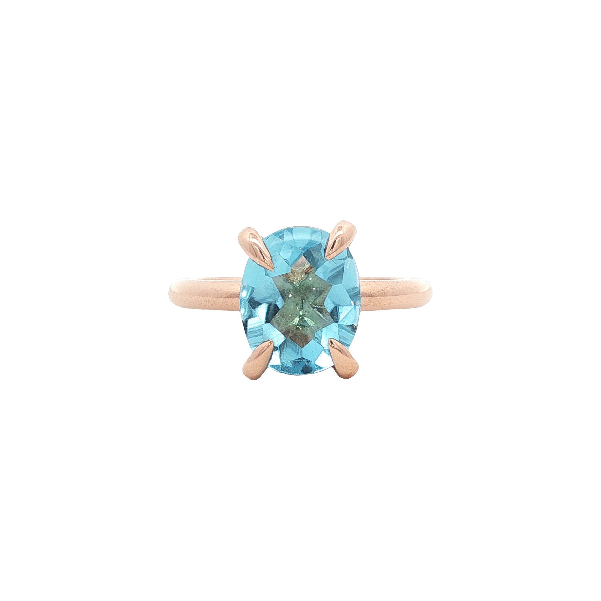 Rose gold ring with topaz 14 karat