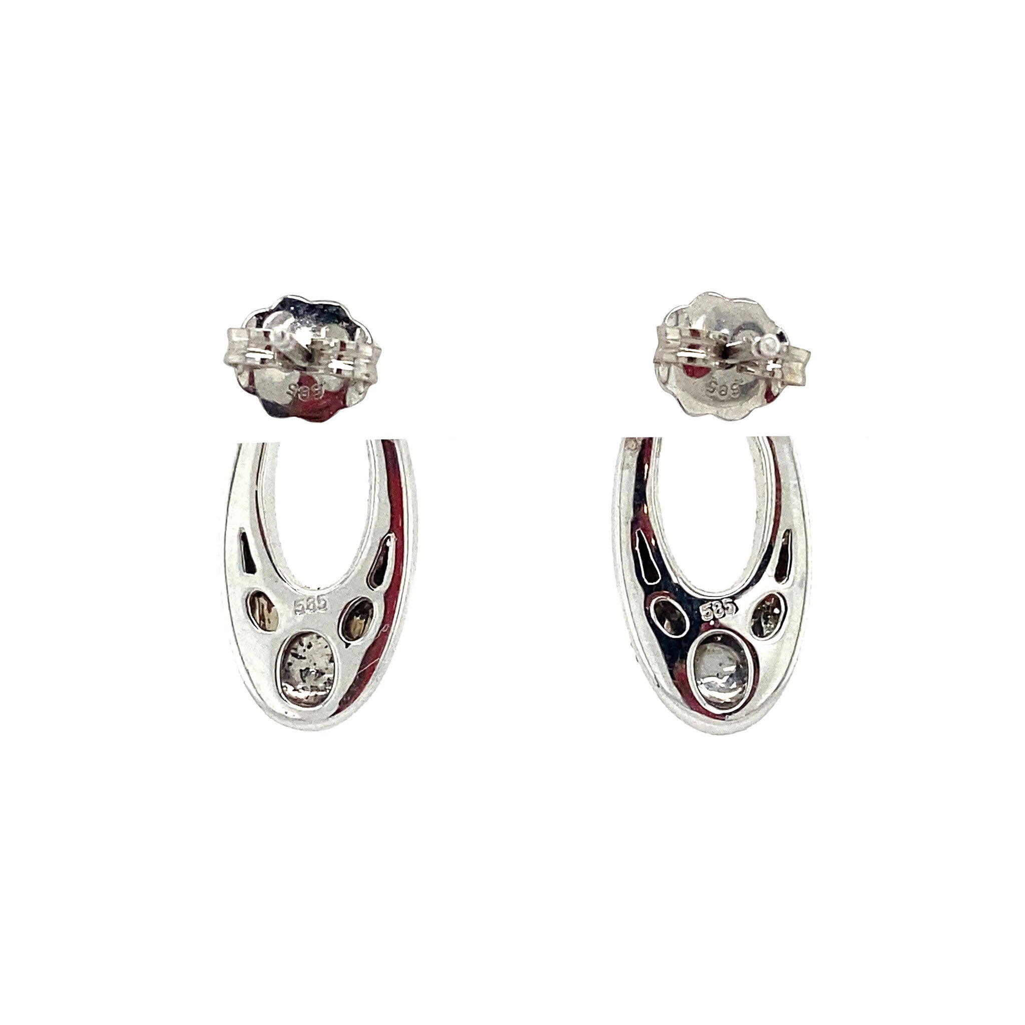 White gold stud earrings with diamond 14 kt* new