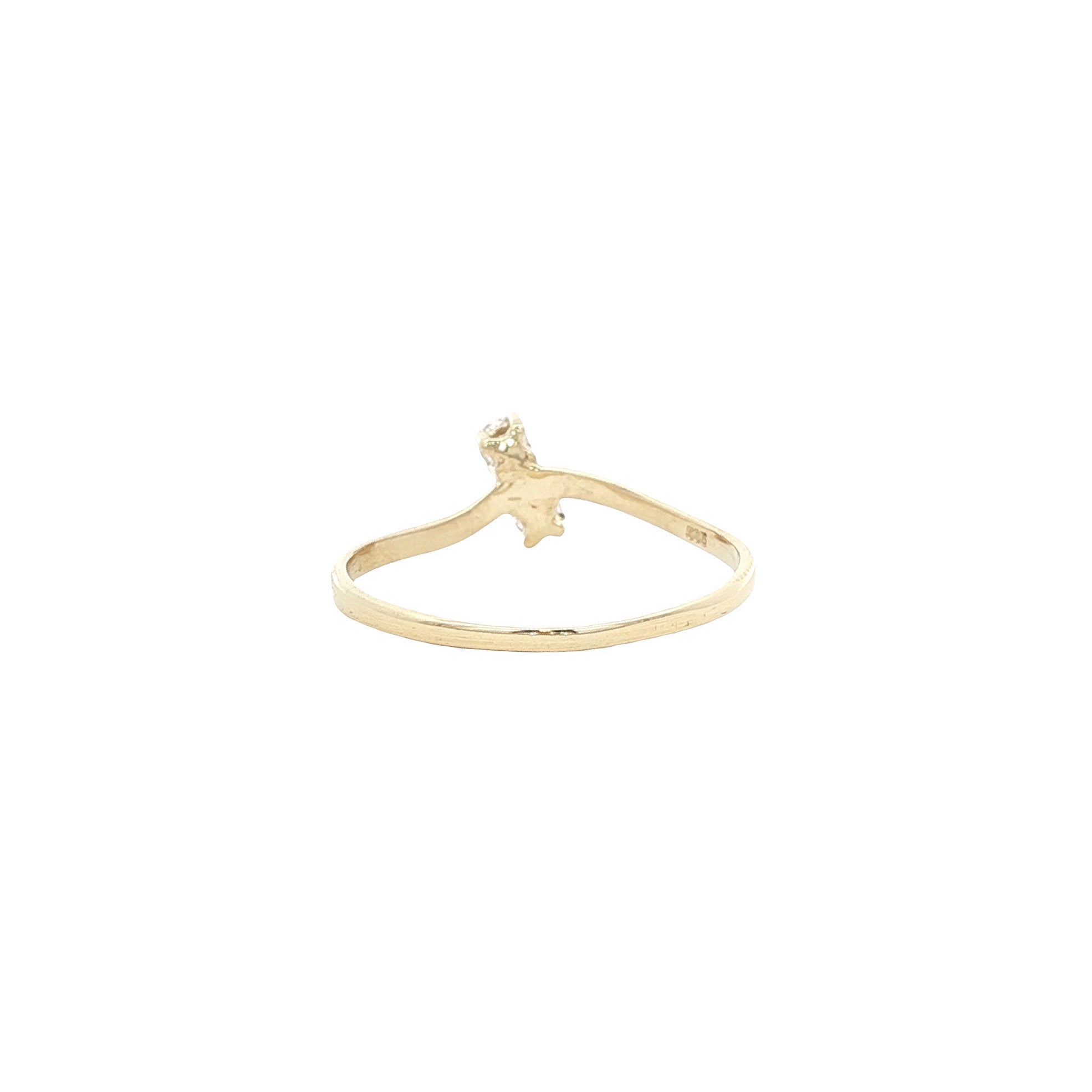 Gold hammered ring with diamond 14 karat