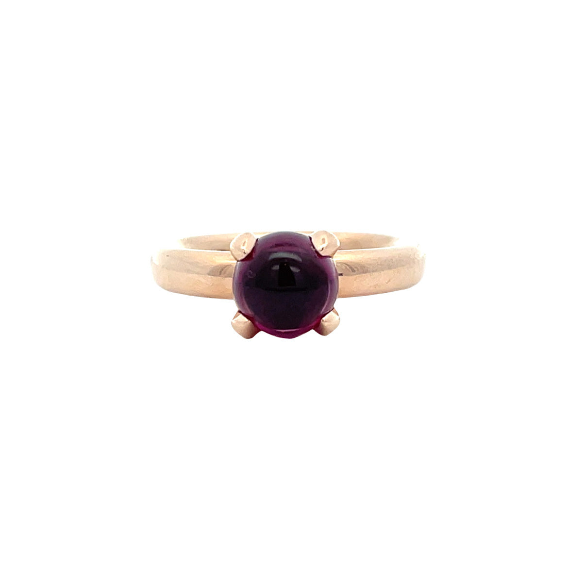 Rose gold Bron ring with garnet 14 karat