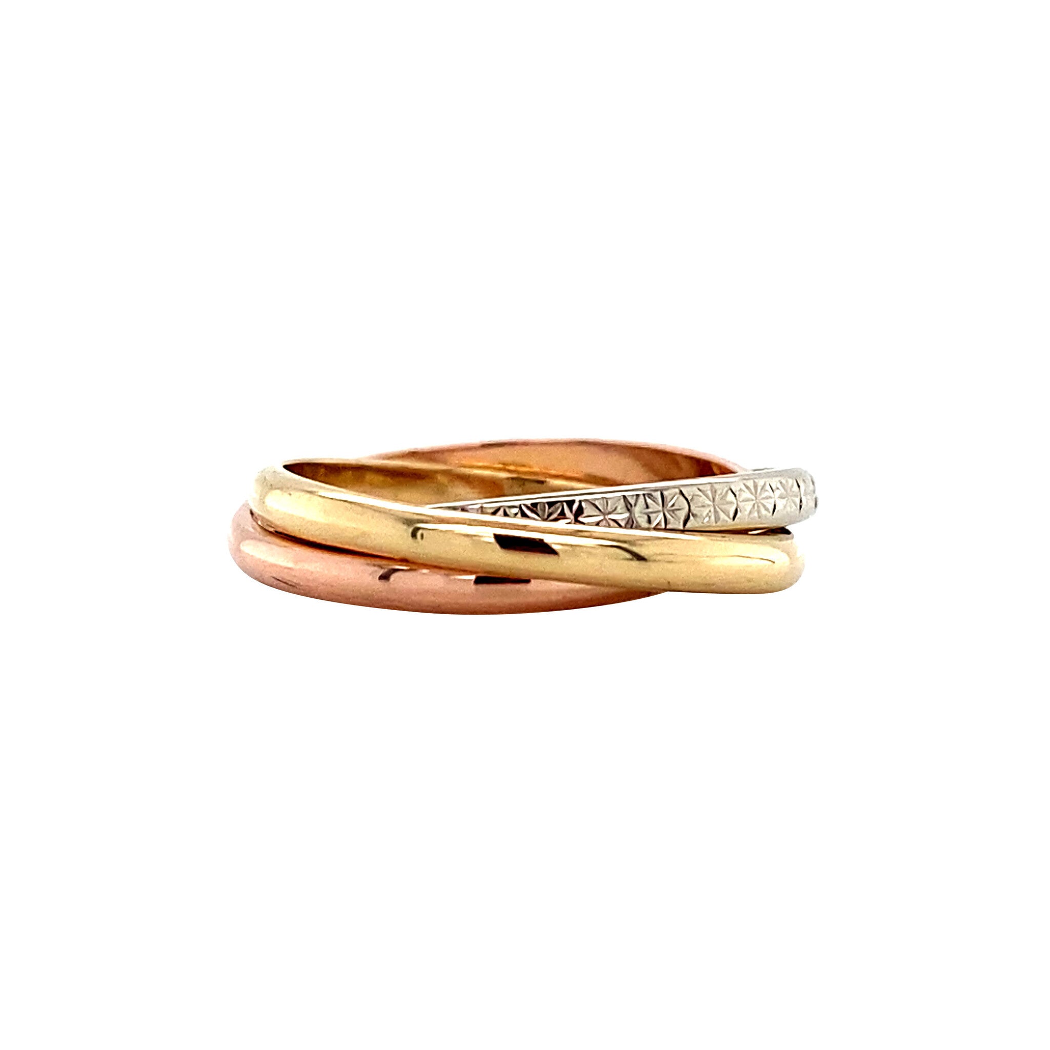 Tricolour gold trinity ring 14 karat