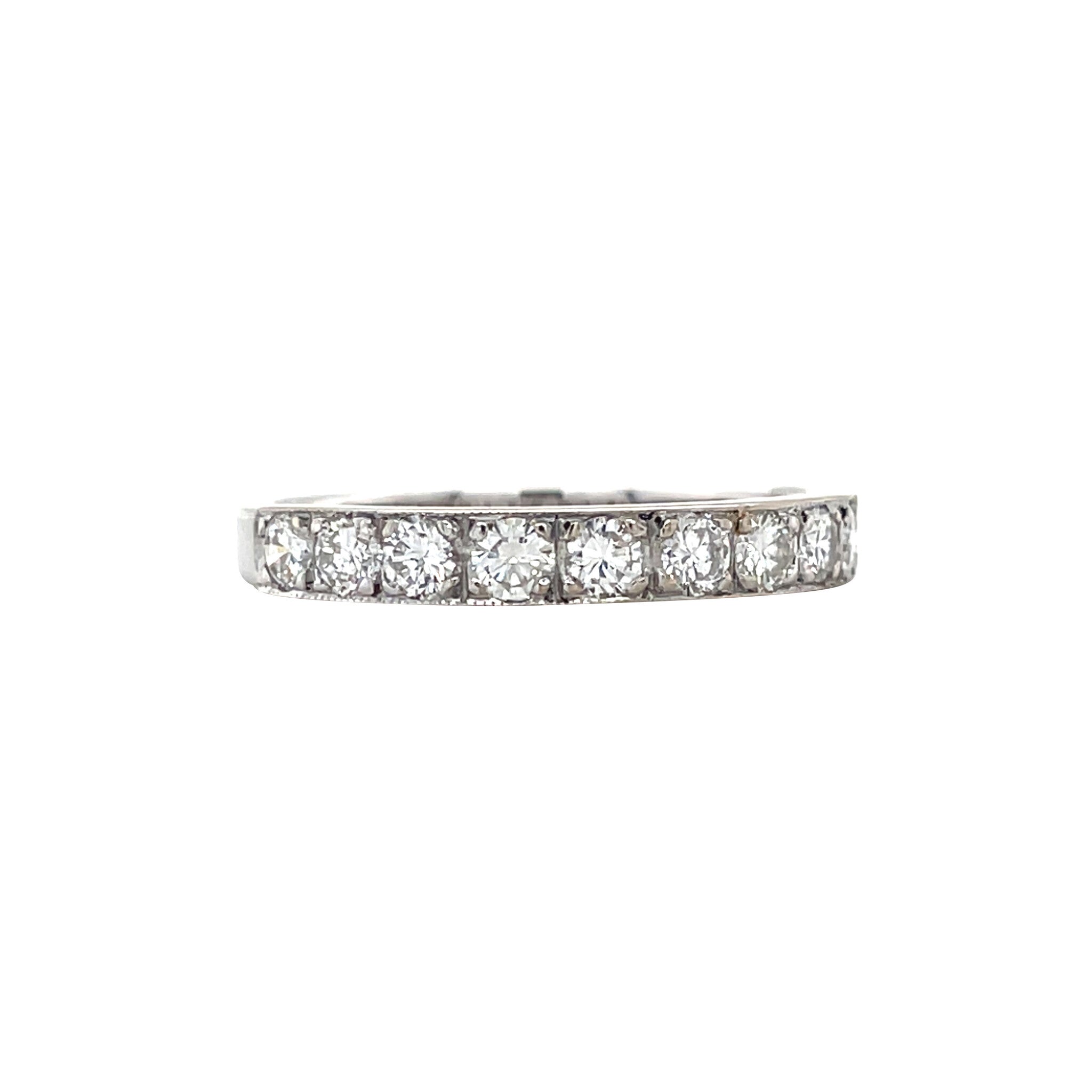 White gold row ring with diamond 14 karat