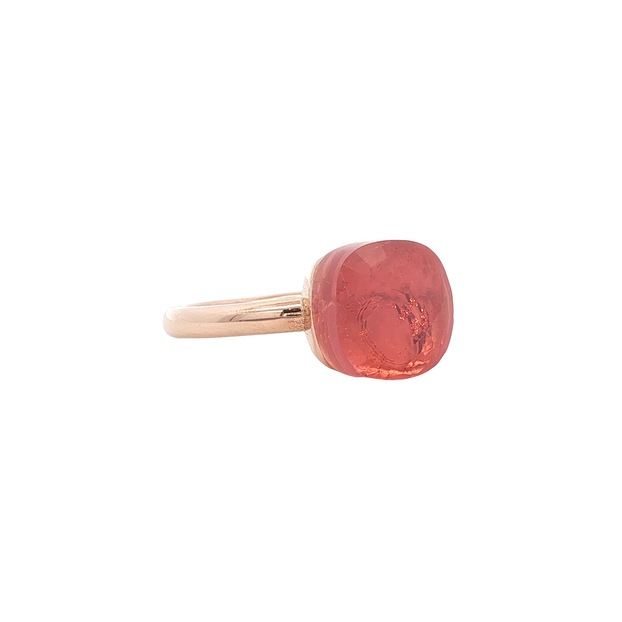 Rosegouden ring met glas 14 karaat
