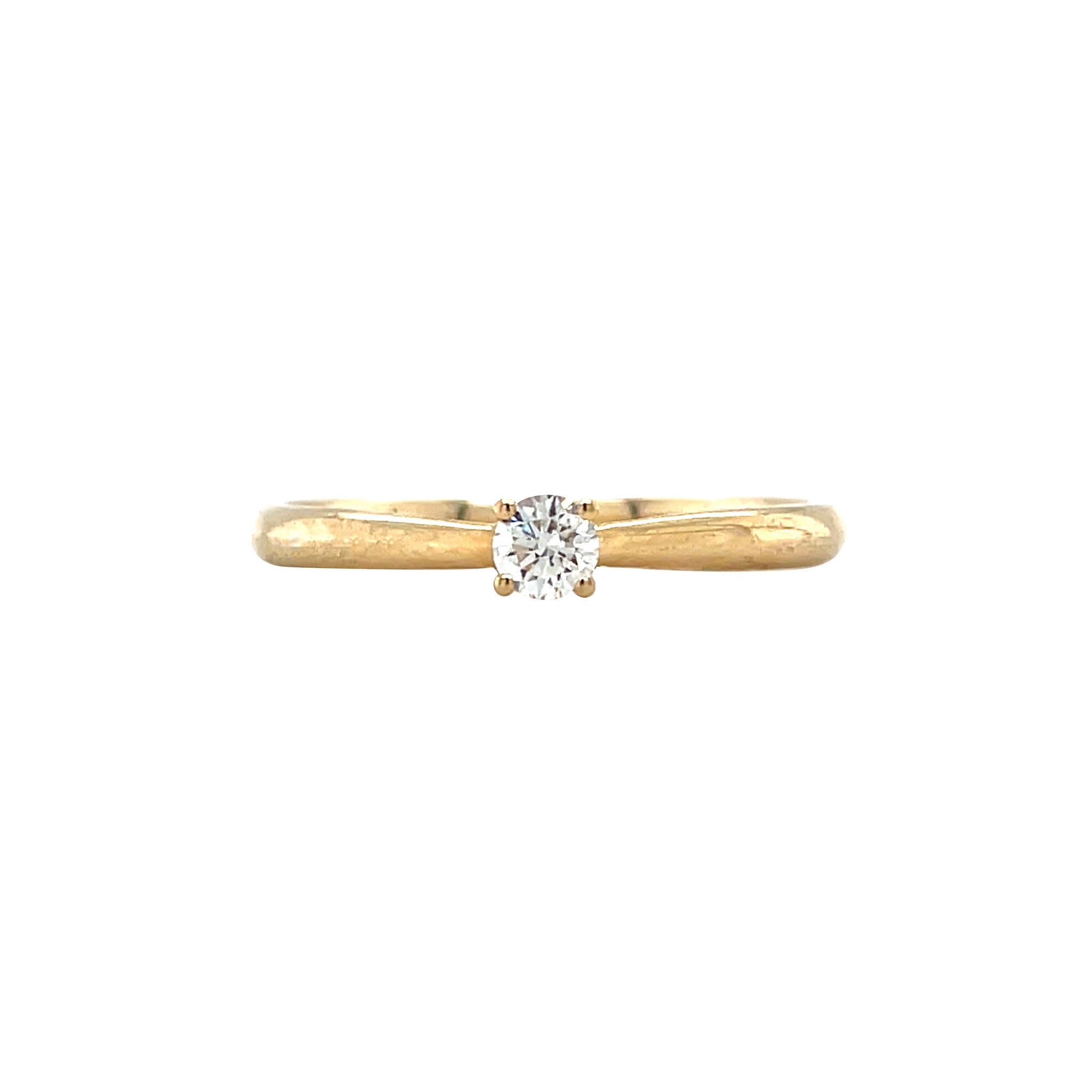 Gold solitaire ring with diamond 14 kt