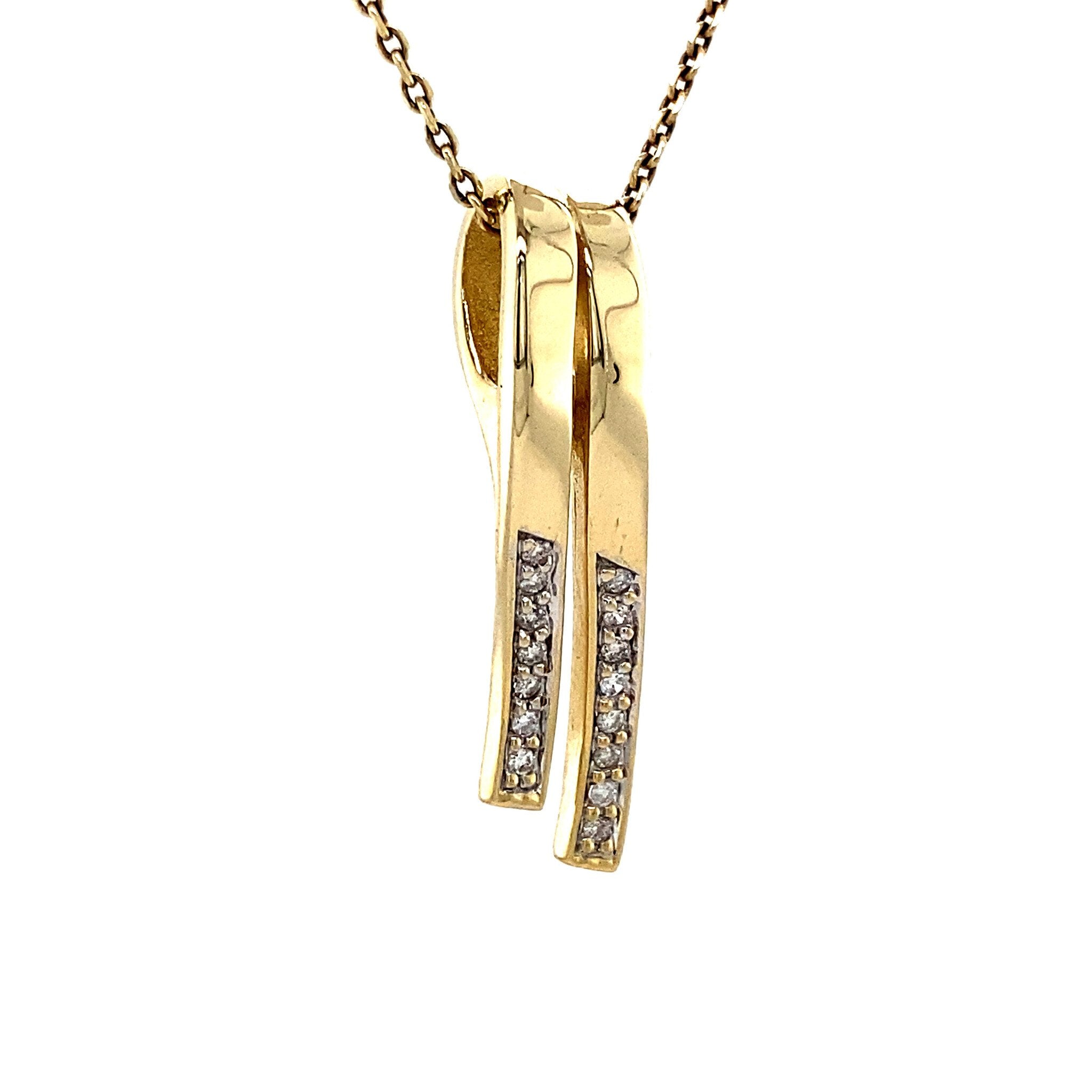 Gold pendant with diamond 14 kt