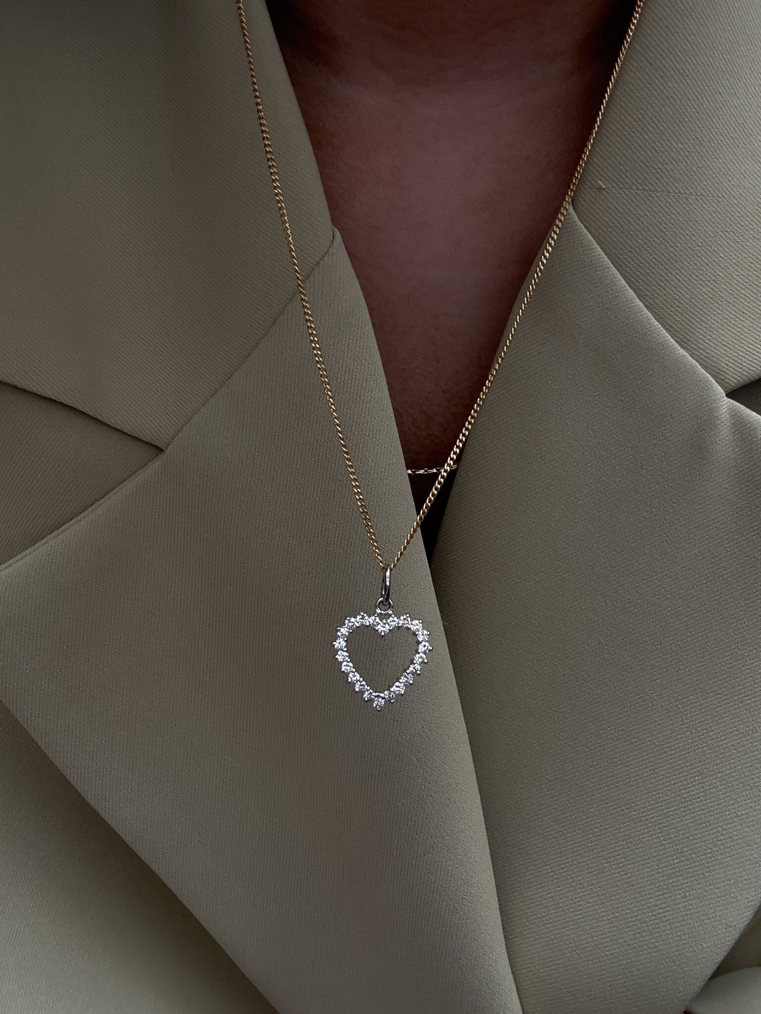 Witgouden hart hanger met diamant 18 karaat