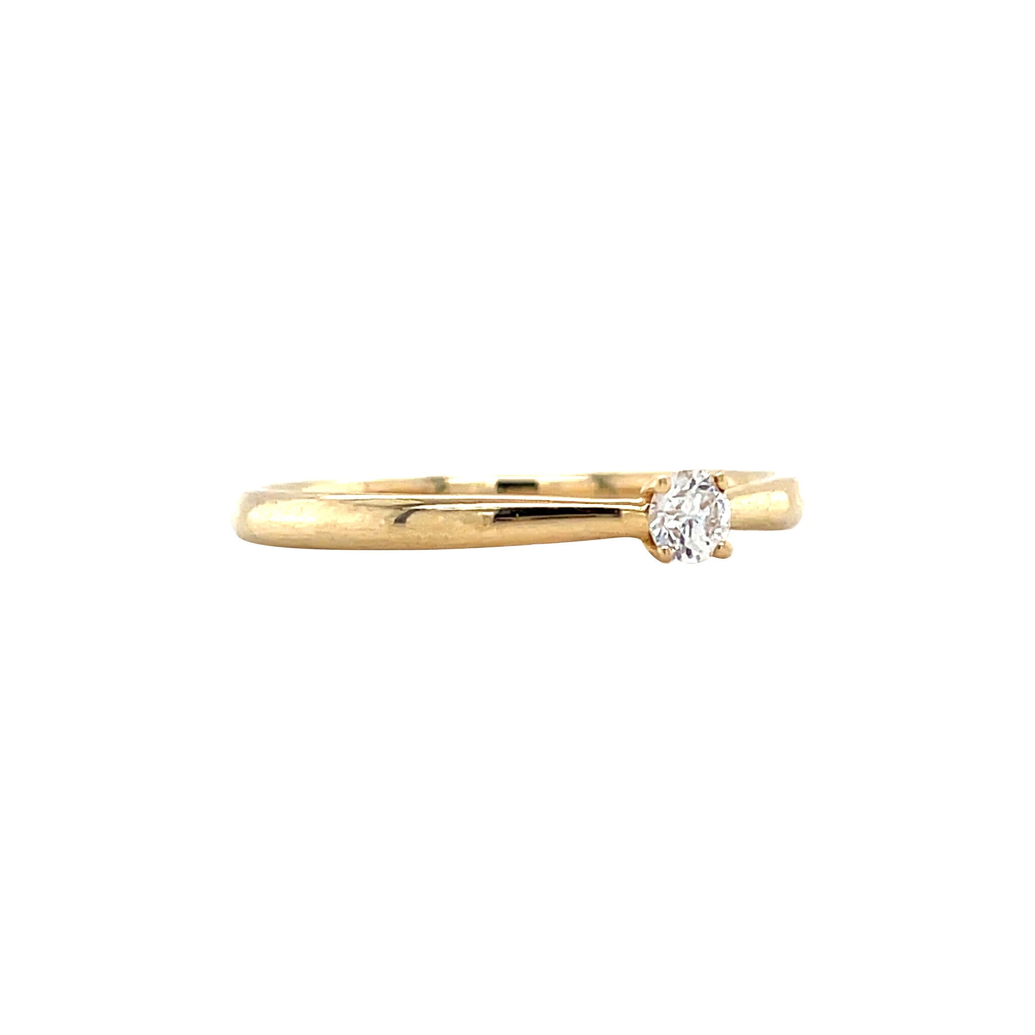 Gold solitaire ring with diamond 14 kt