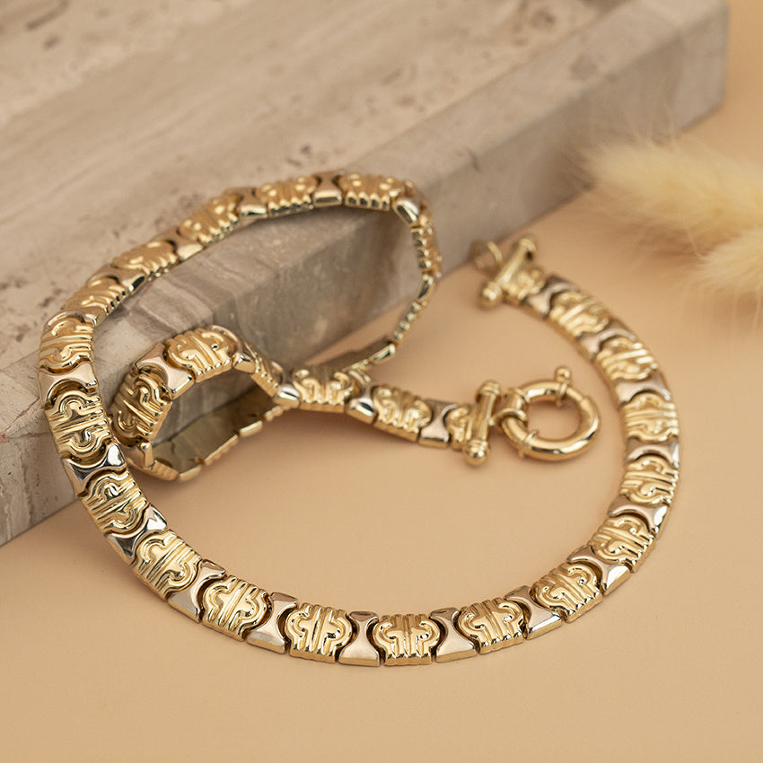 Gold choker bicolour 44 cm 14 karat