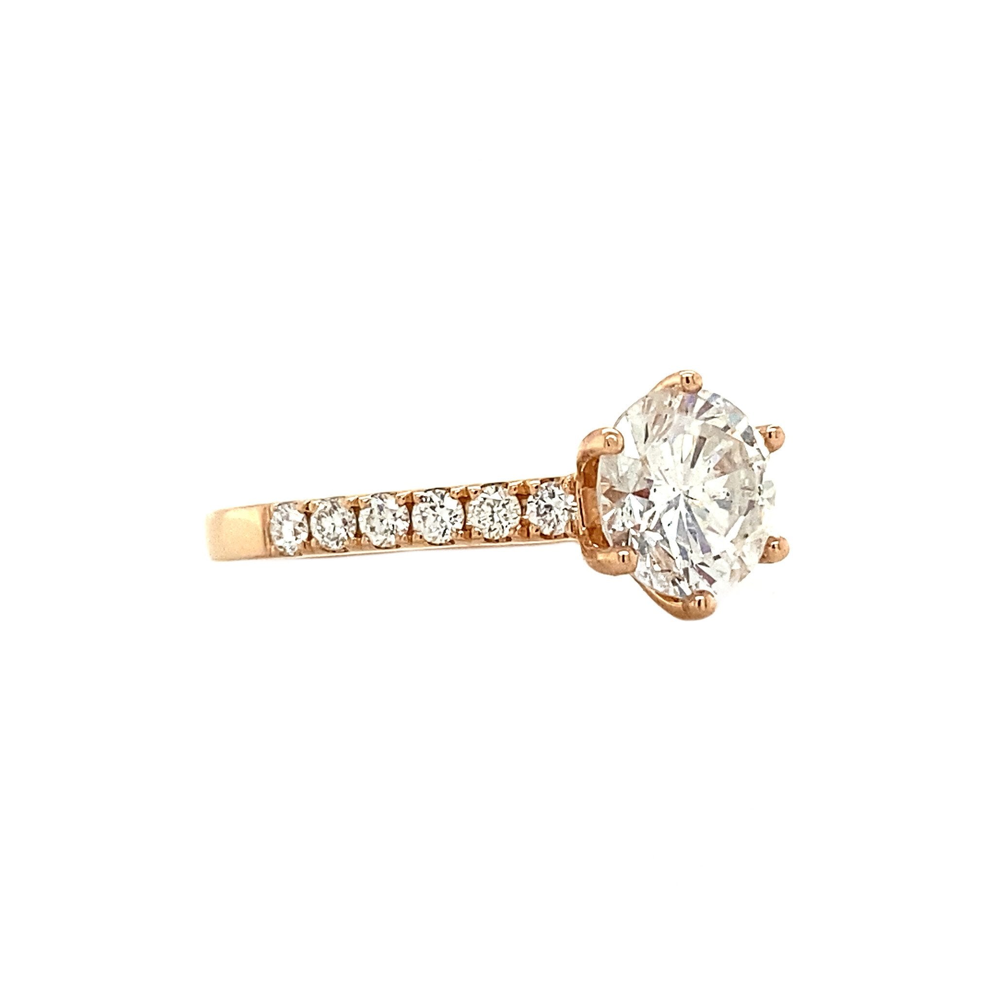 Rose gold ring with diamond 1.42ct. 18 karat*new