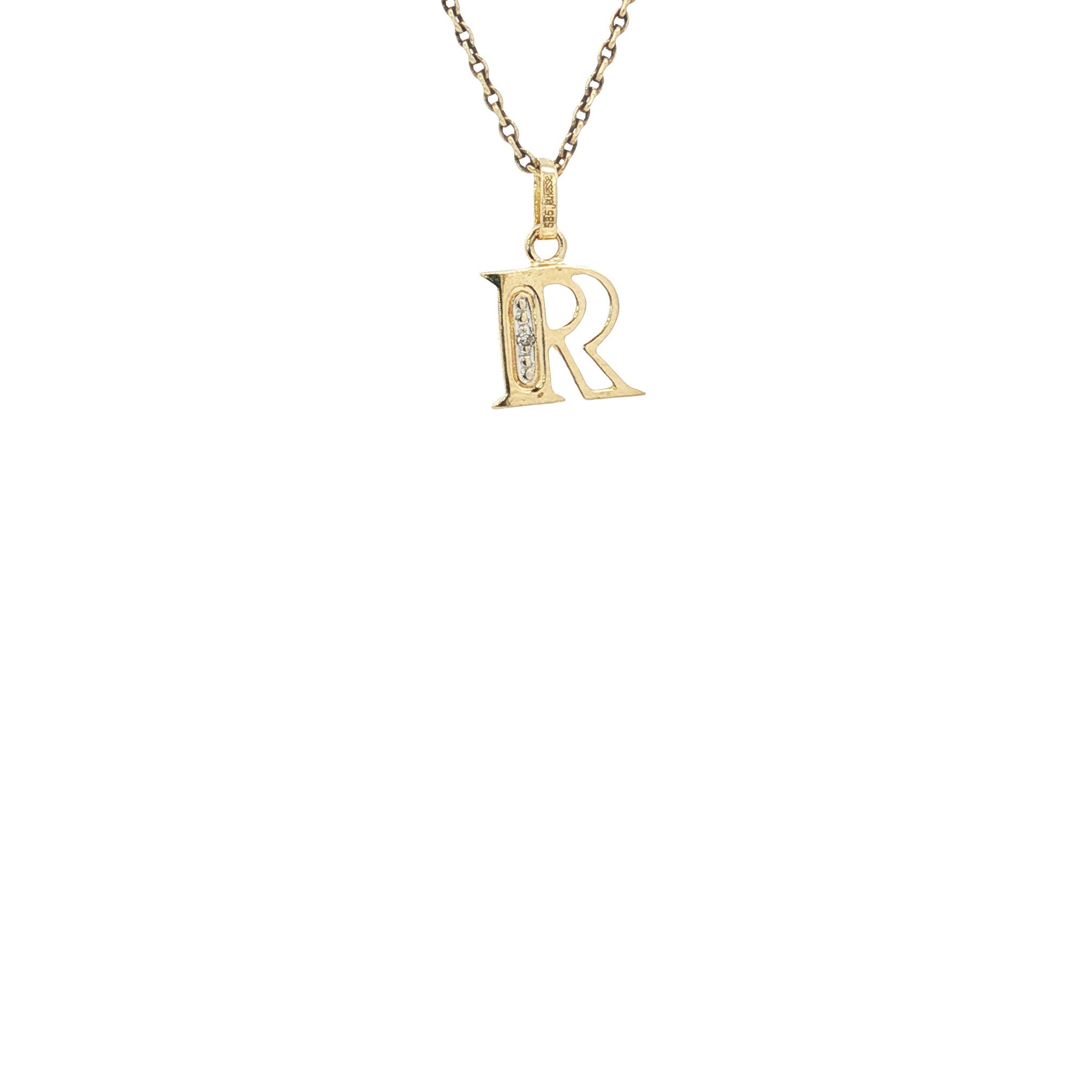 Gold pendant letter R Jeunesse 14 karat
