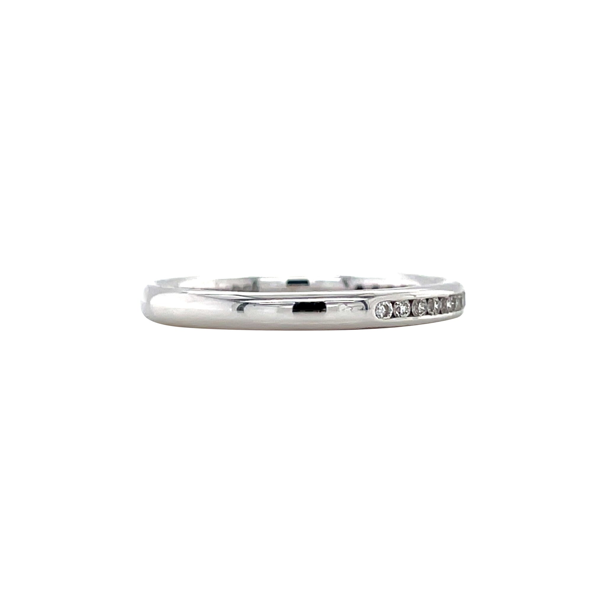 White gold rail ring with diamond 14 kt