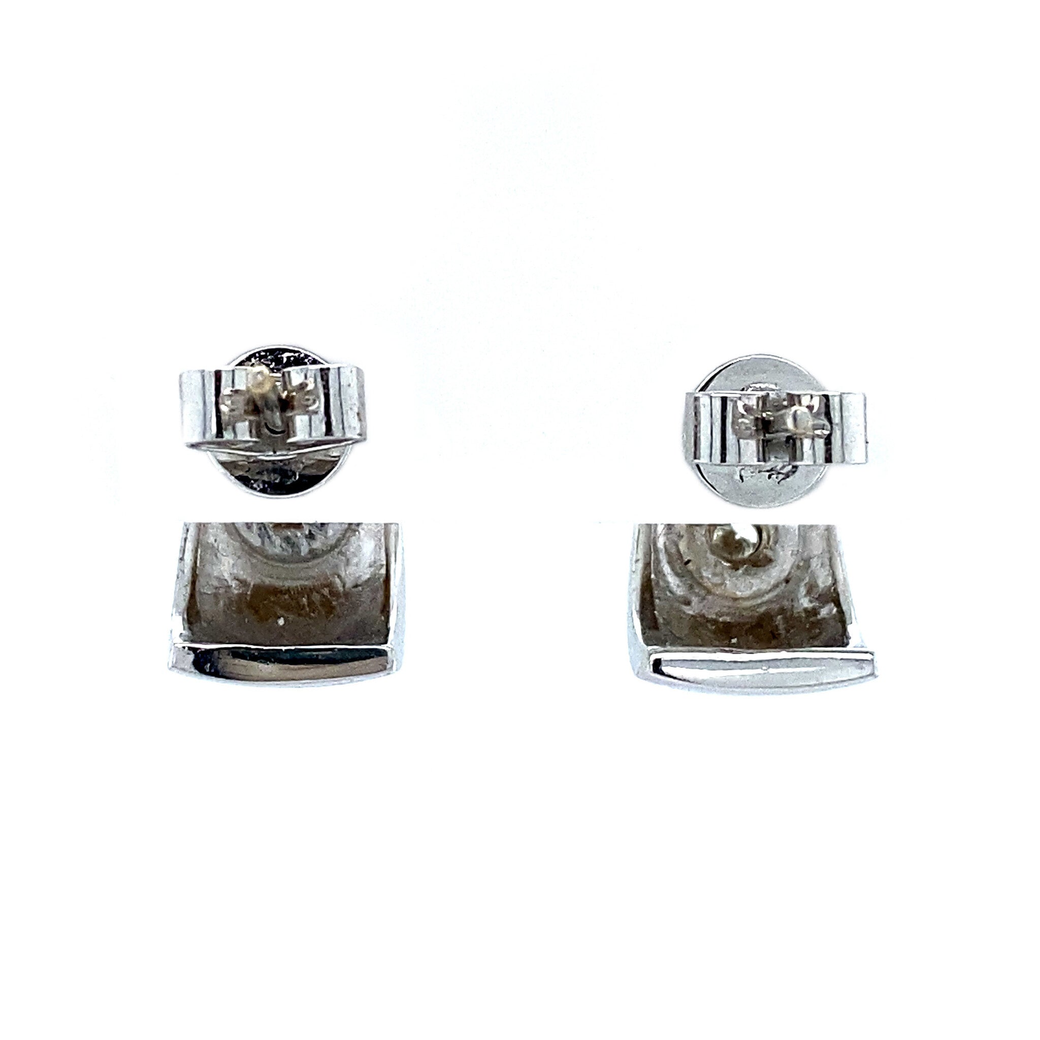 White gold stud earrings with diamond 18 kt