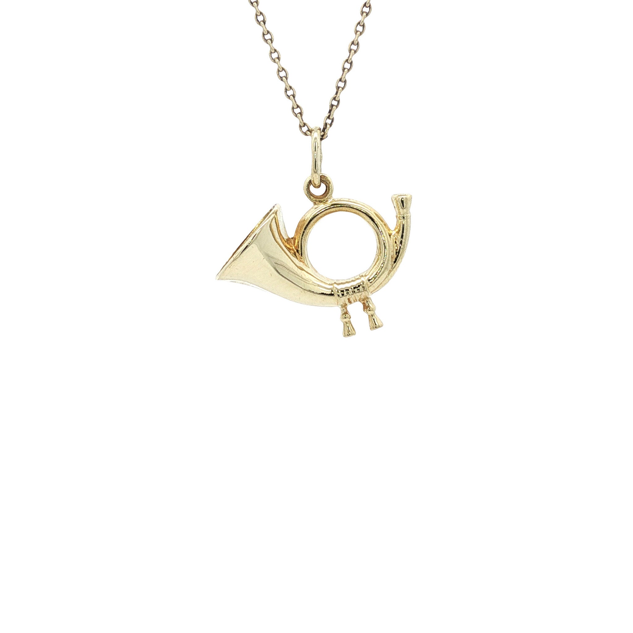 Gold pendant French horn 14 karat