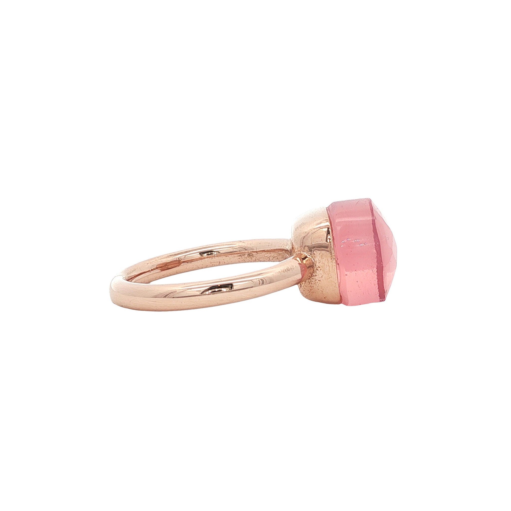 Rosegouden ring met glas 14 karaat