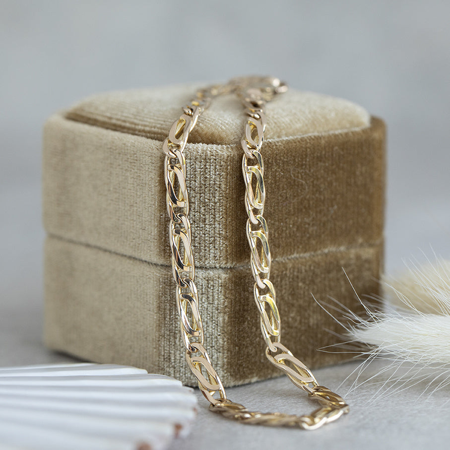 Gold bracelet hawk's eye 21.5 cm 14 karat