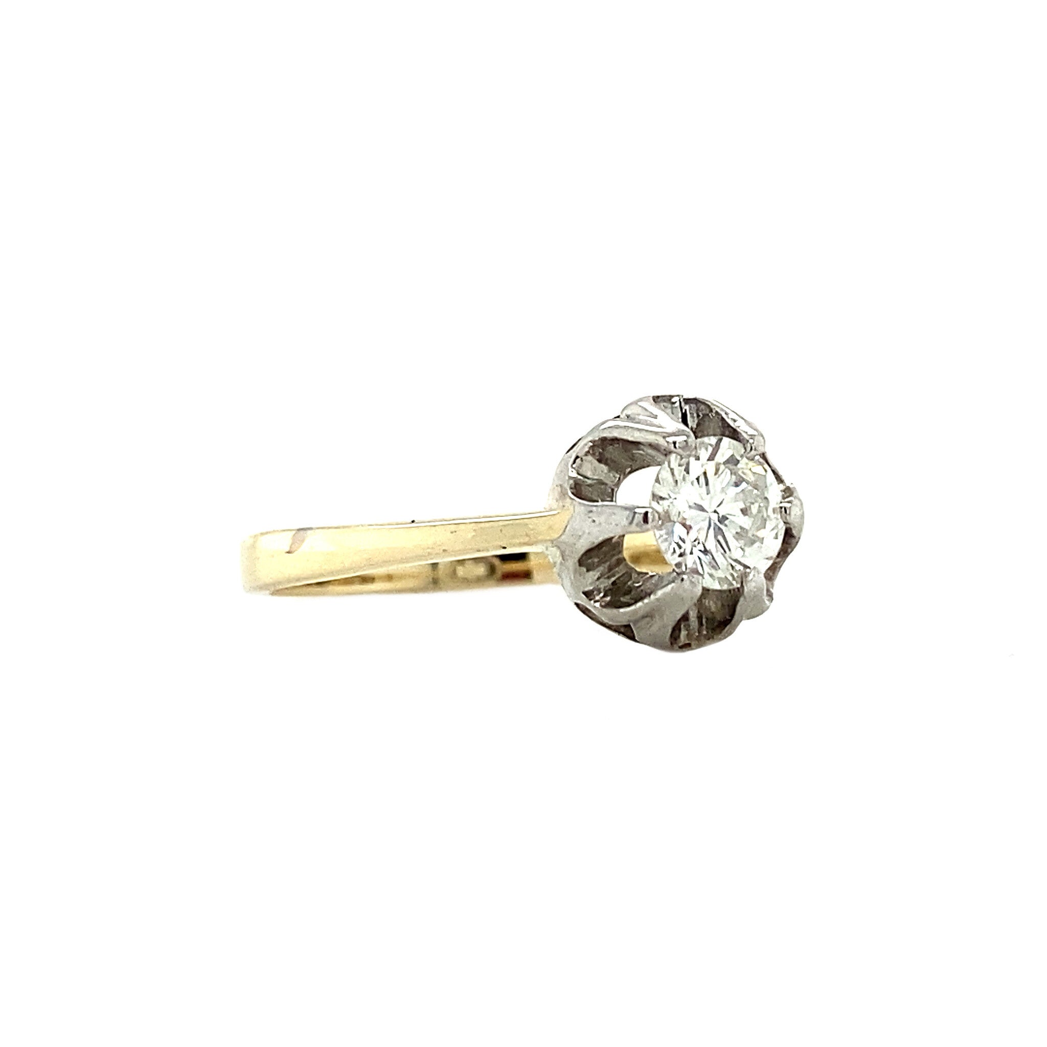 Gold solitaire ring with diamond 14 kt