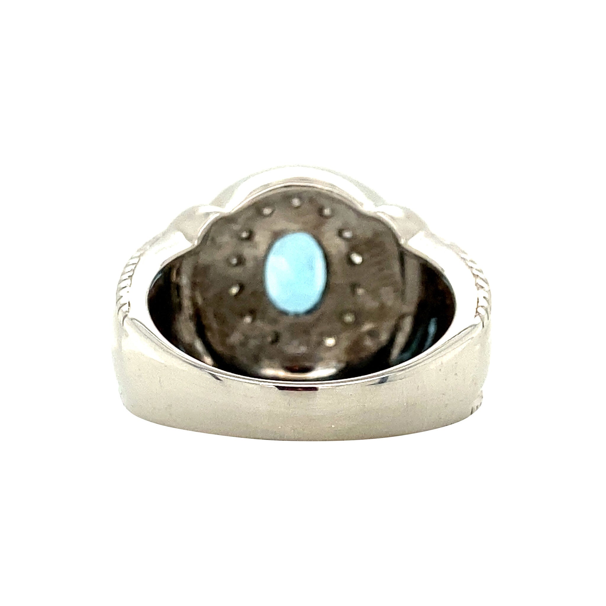 White gold ring with topaz and diamond 14 kt