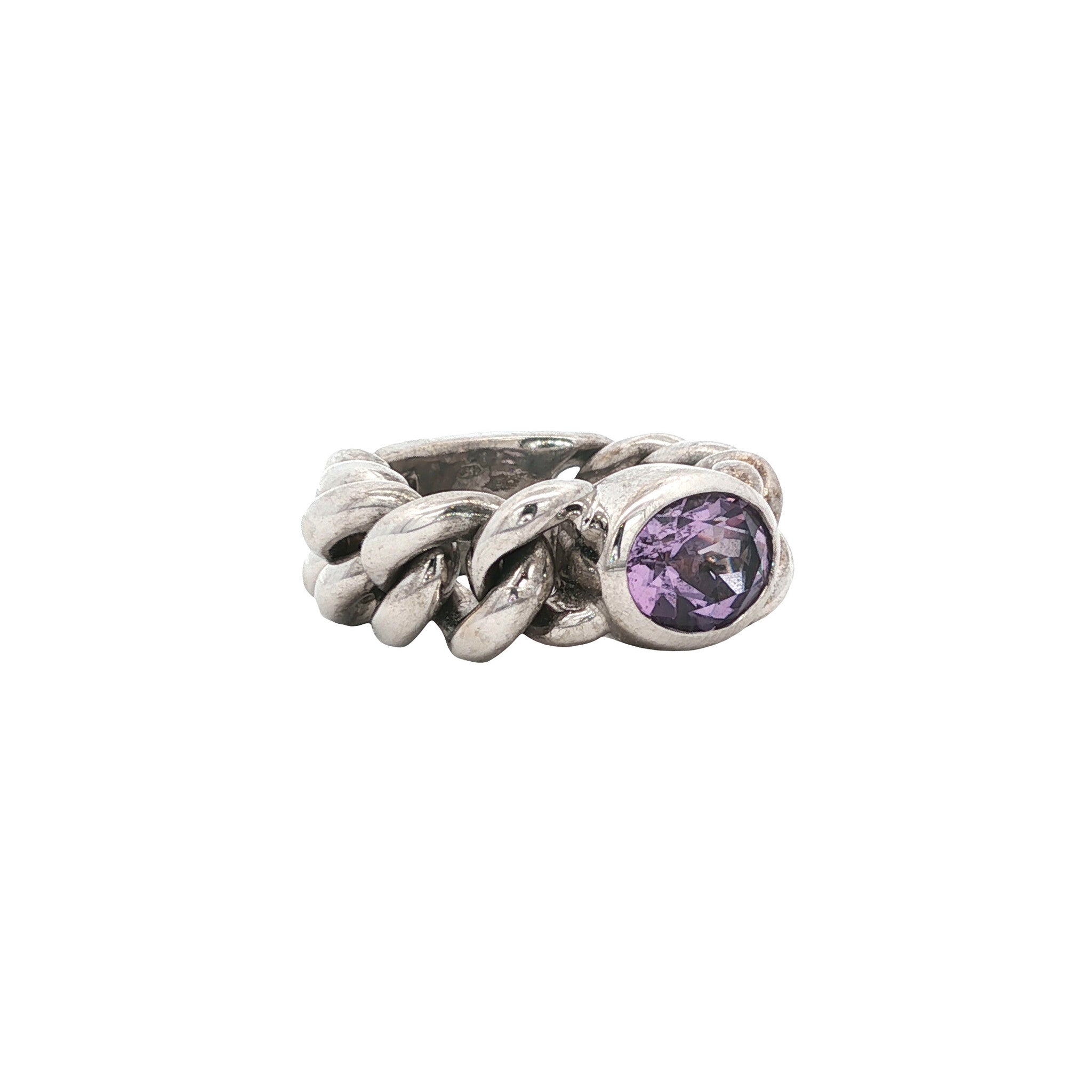 White gold ring with amethyst by Bron Jewelry 14 kt