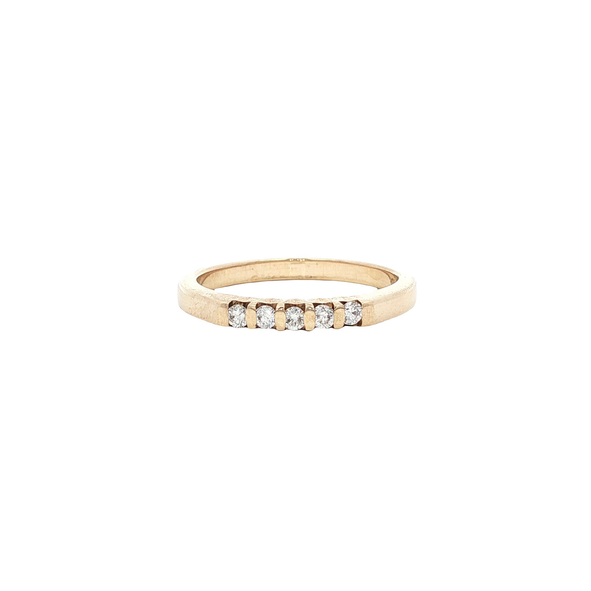 Gold row ring with diamond 14 karat