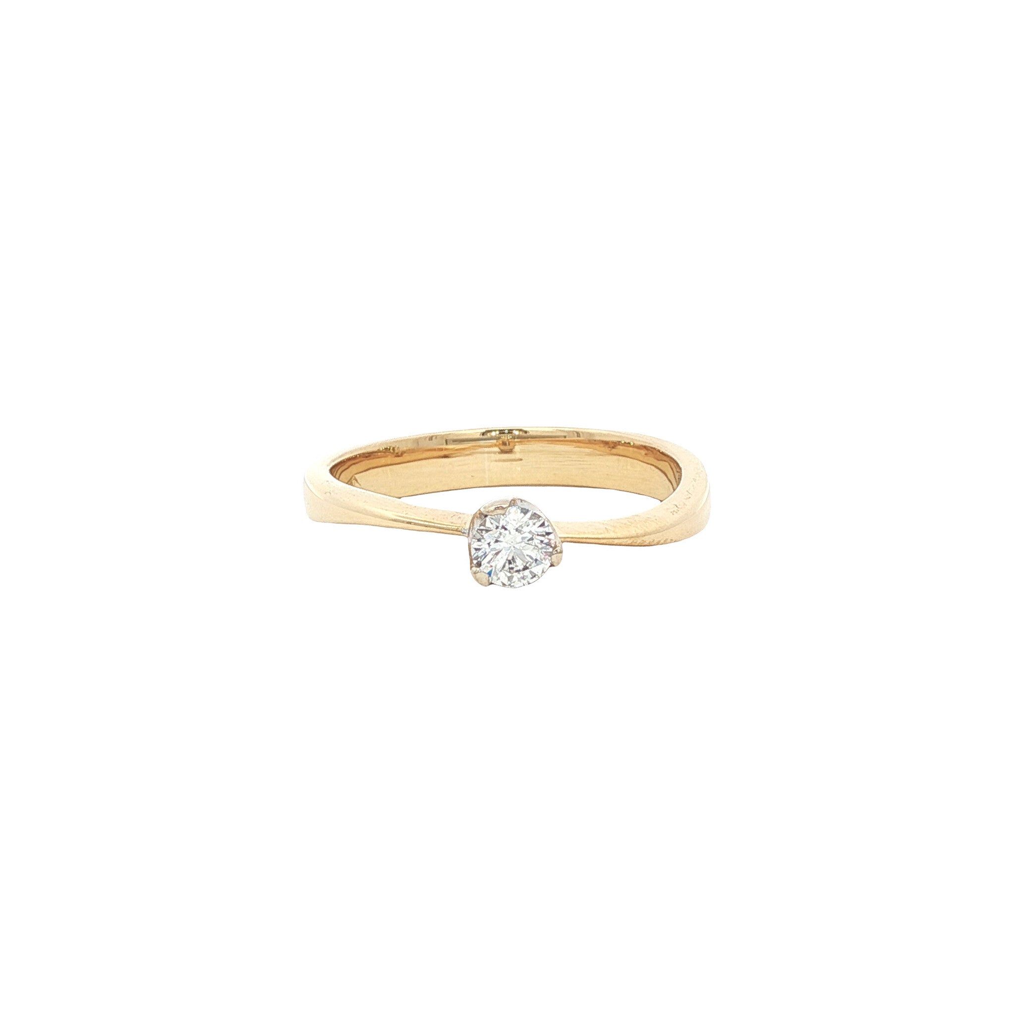 Gold solitaire ring with diamond 18 karat