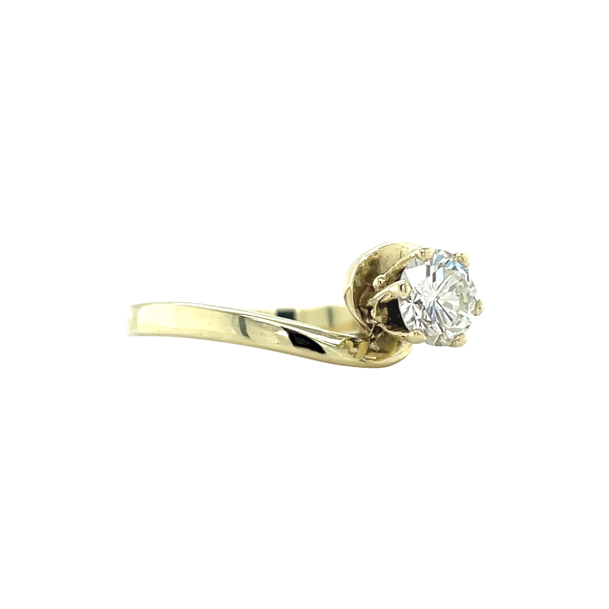 Gold solitaire ring with diamond 14 karat