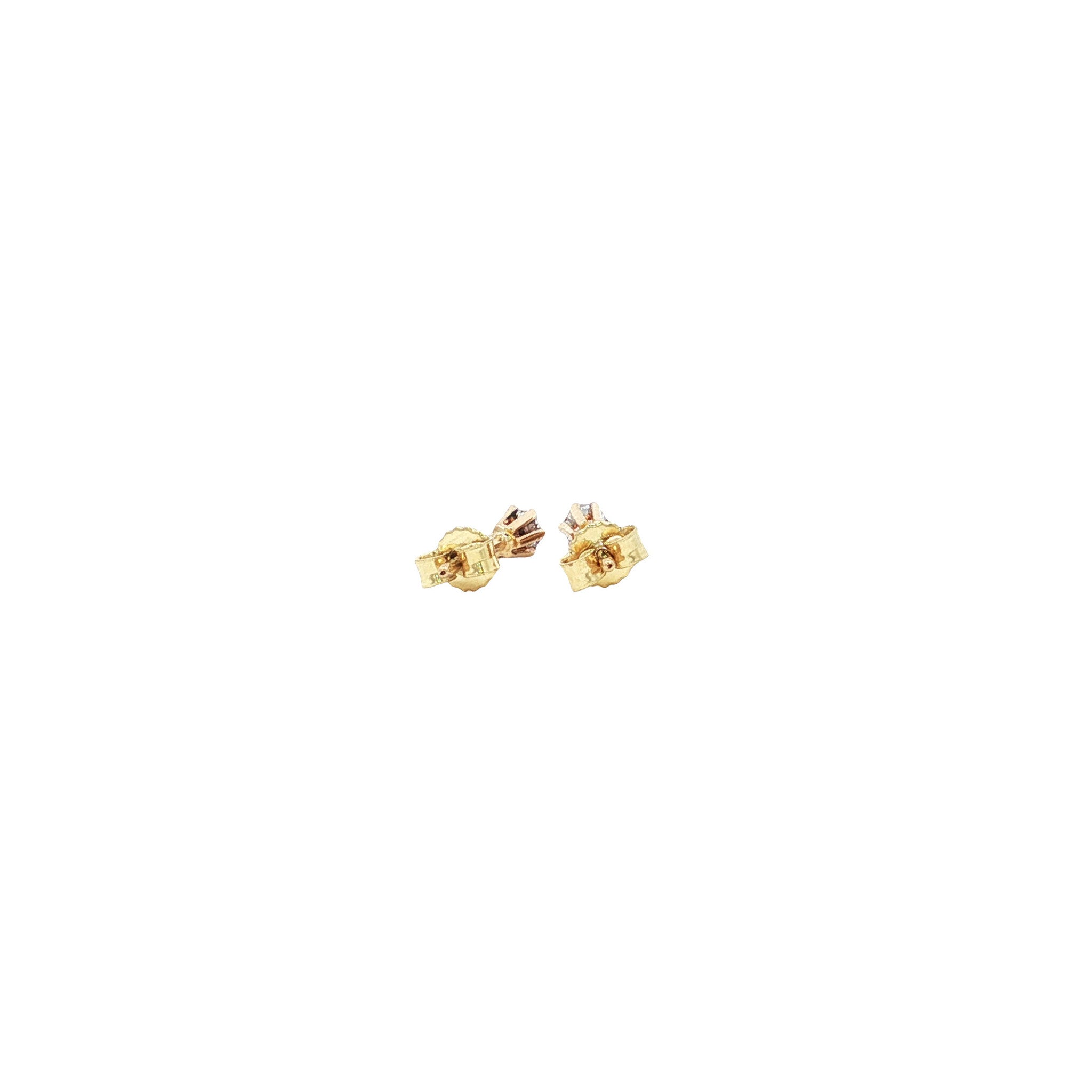 Gold solitaire stud earrings with diamond 14 karat
