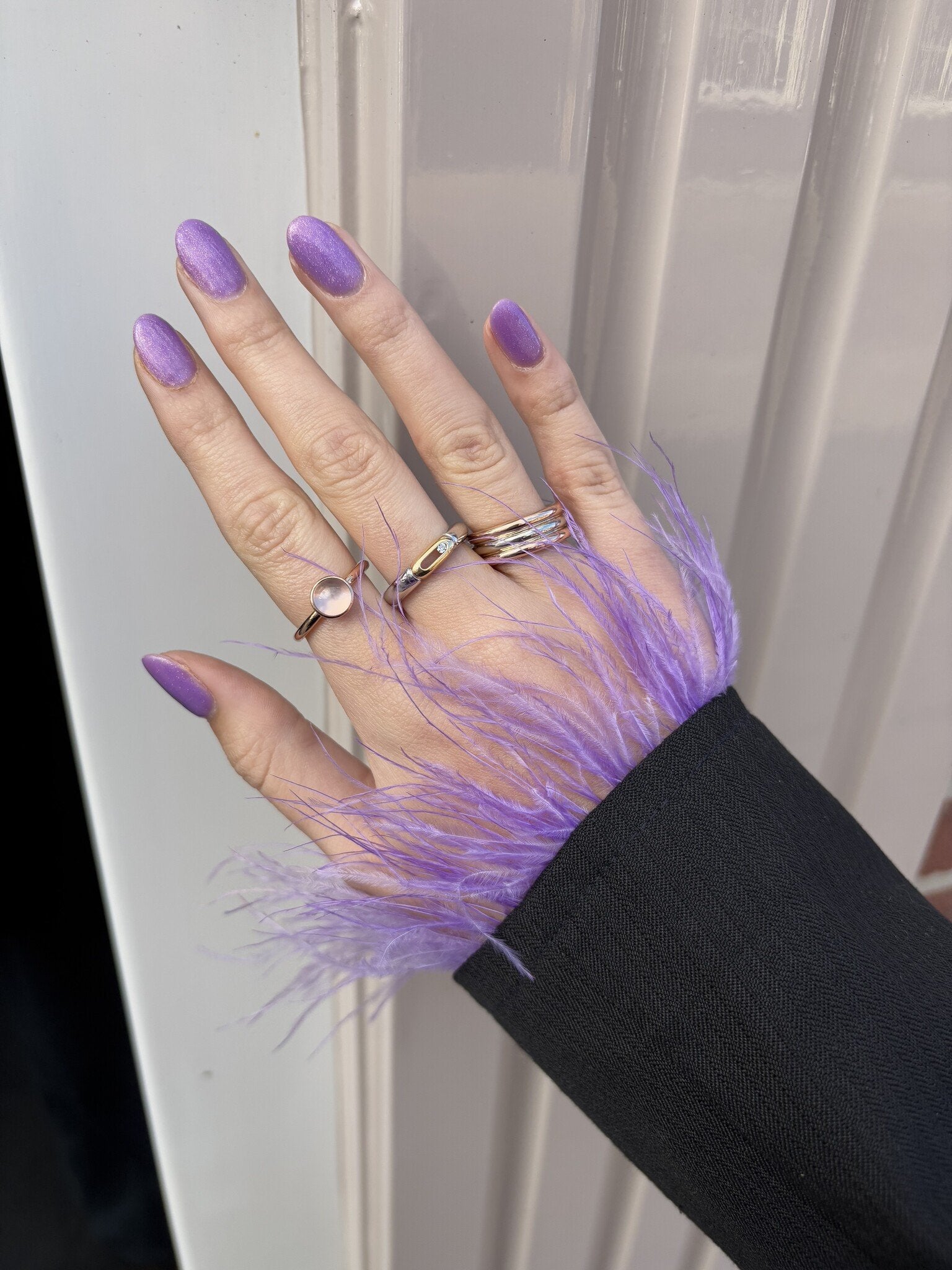 Bicolour gold ring rose/white 14 karat