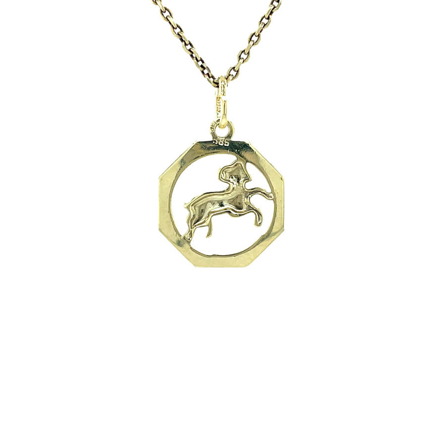 Gold pendant zodiac sign Aries 14 karat