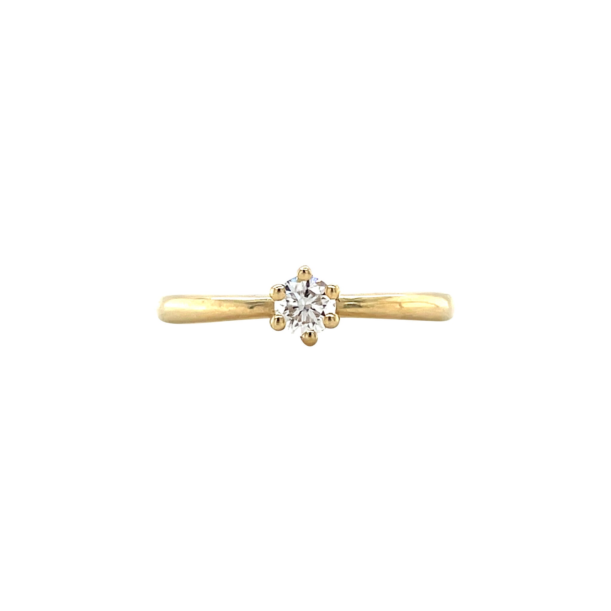 Yellow gold solitaire ring with diamond 14 kt