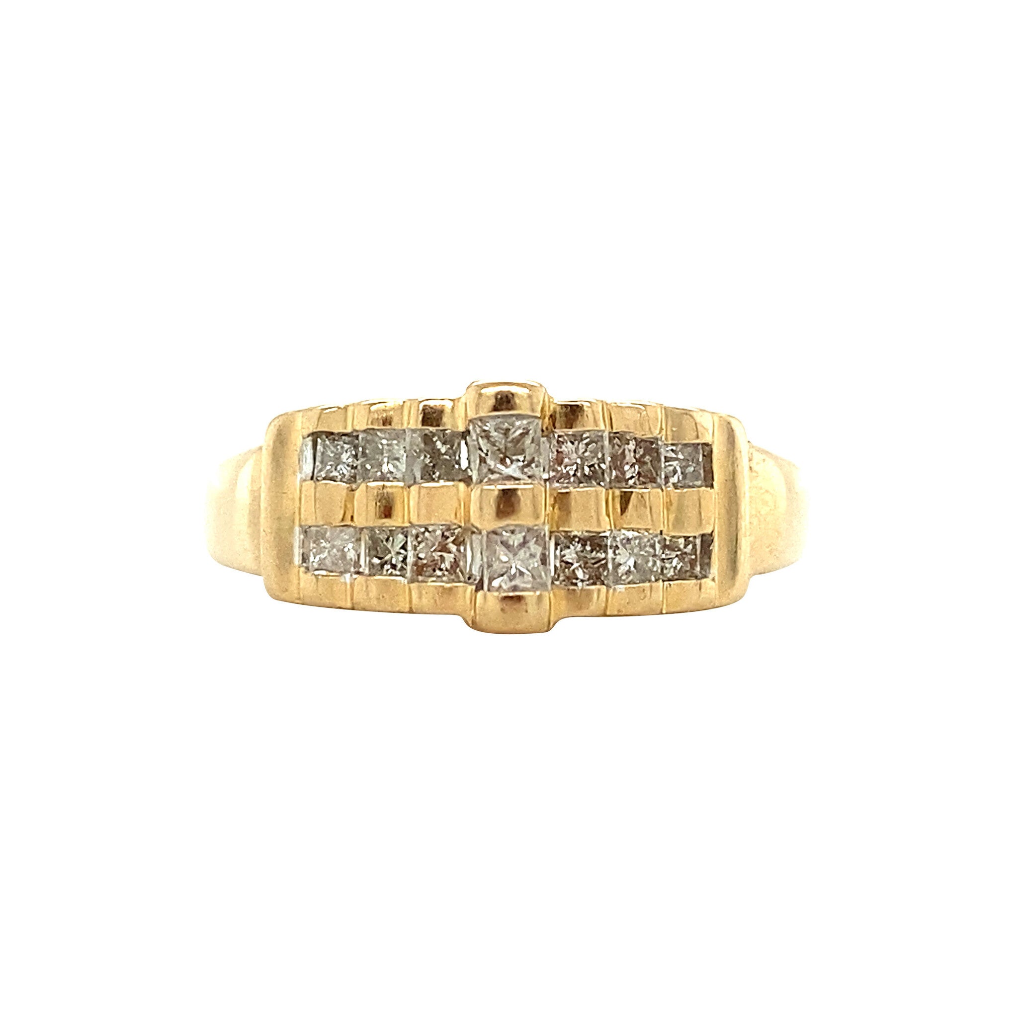 Gold step ring with diamond 14 karat