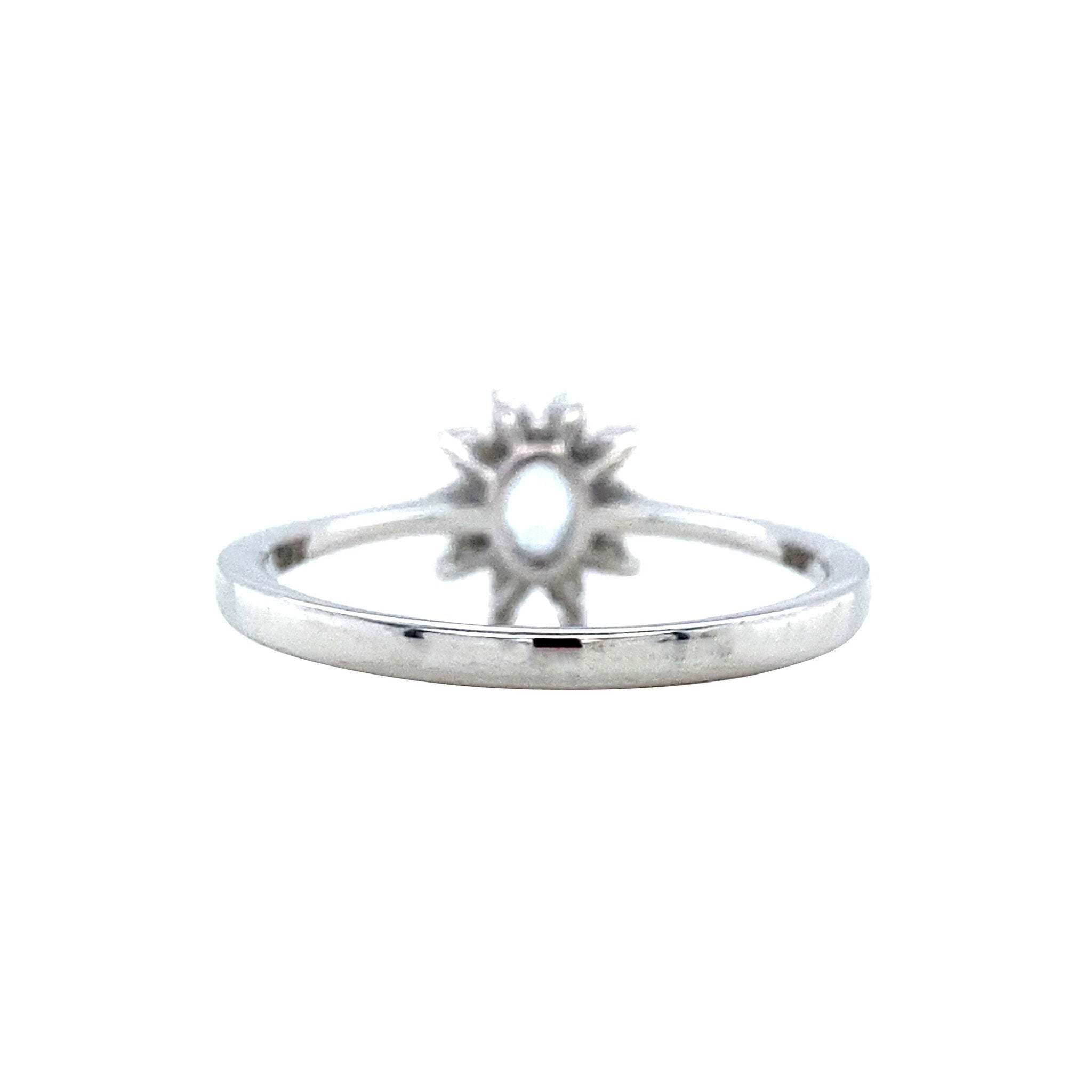 Witgouden entourage ring met diamant en topaas 14 karaat* Nieuw