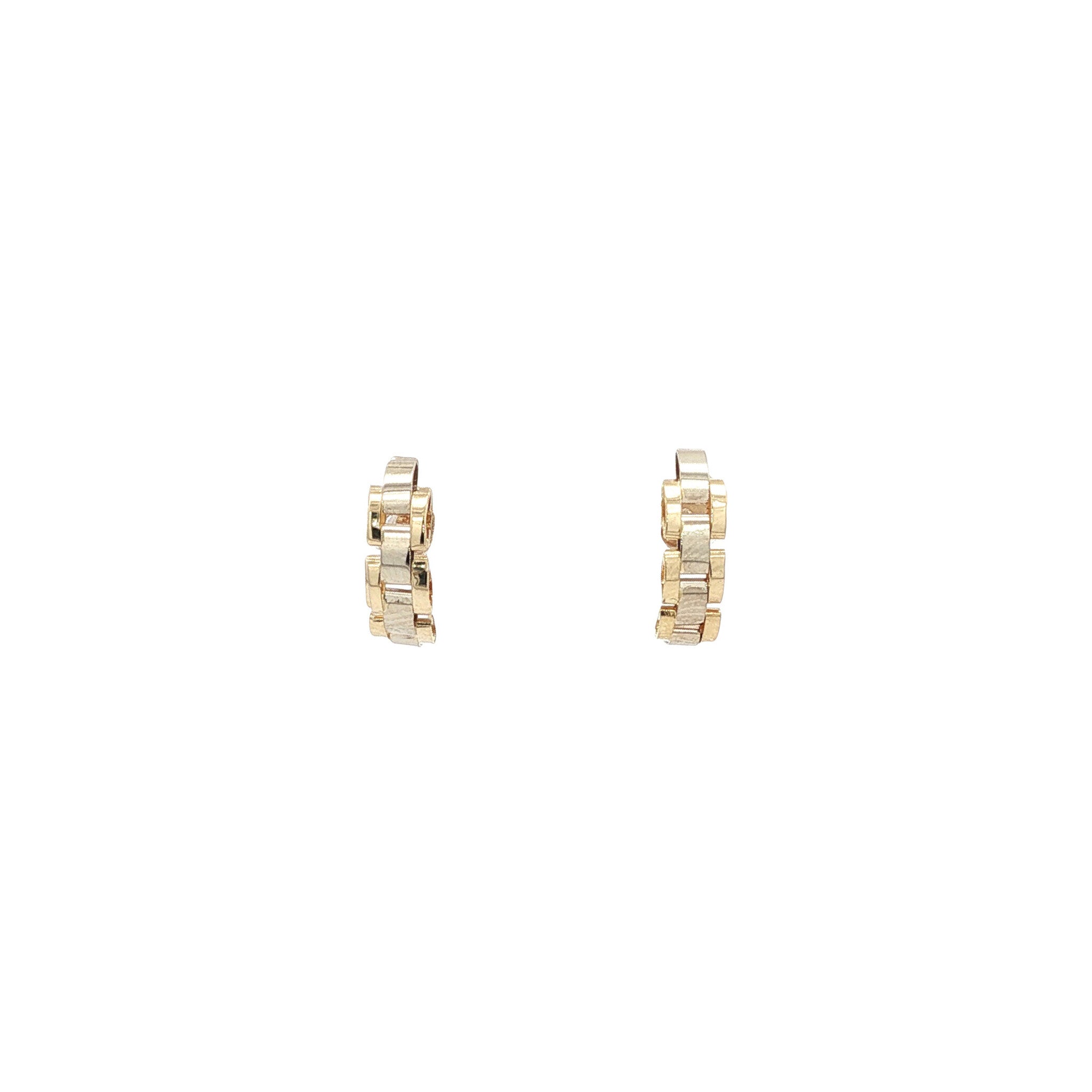Bicolour 14 karat gold stud earrings