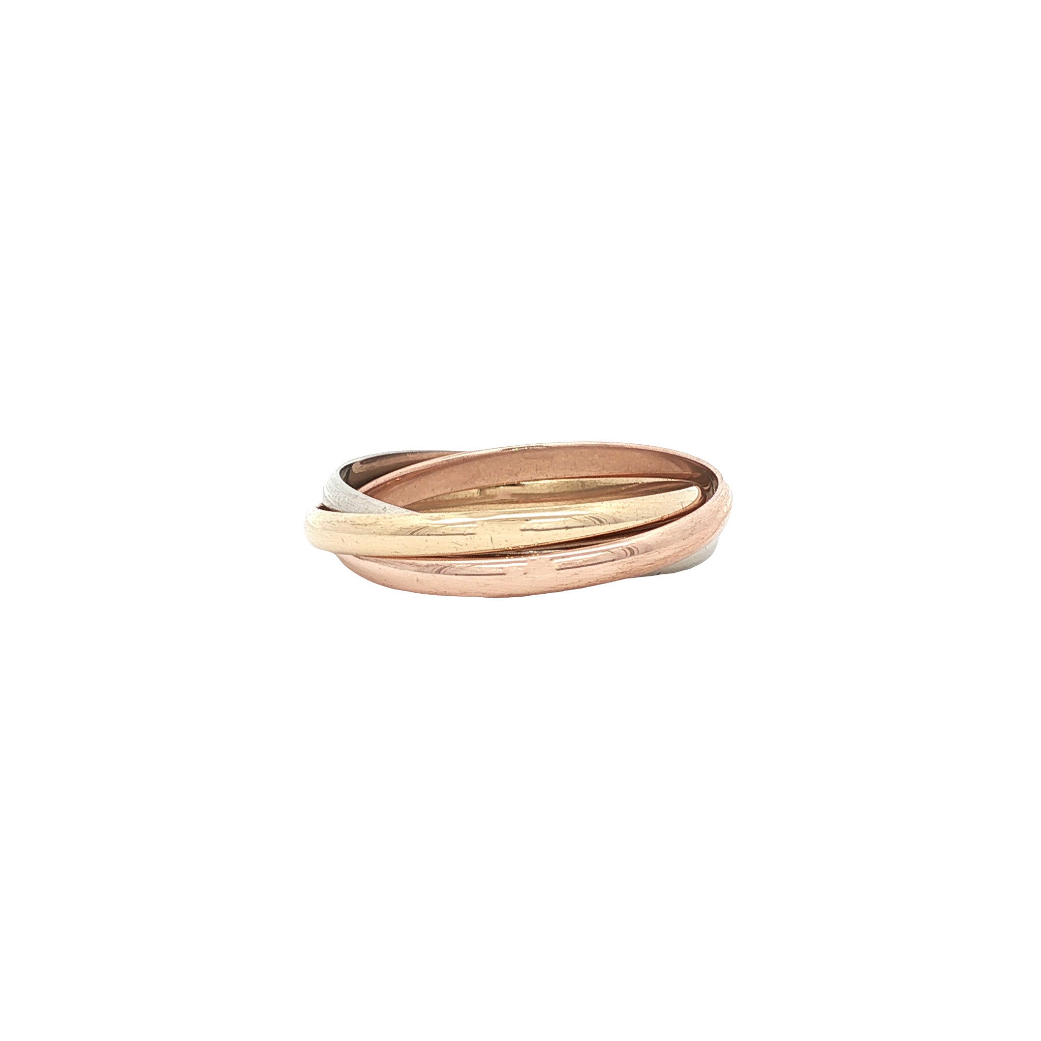 Tricolour gold trinity ring 18 karat