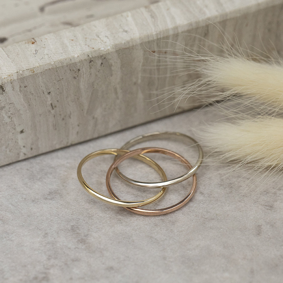 Tricolour gold trinity ring 14 karat