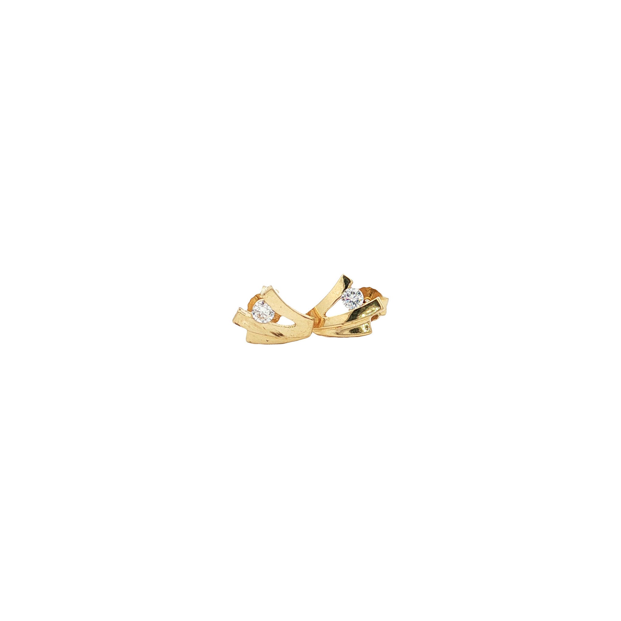 Gold stud earrings with zirconia 14 karat