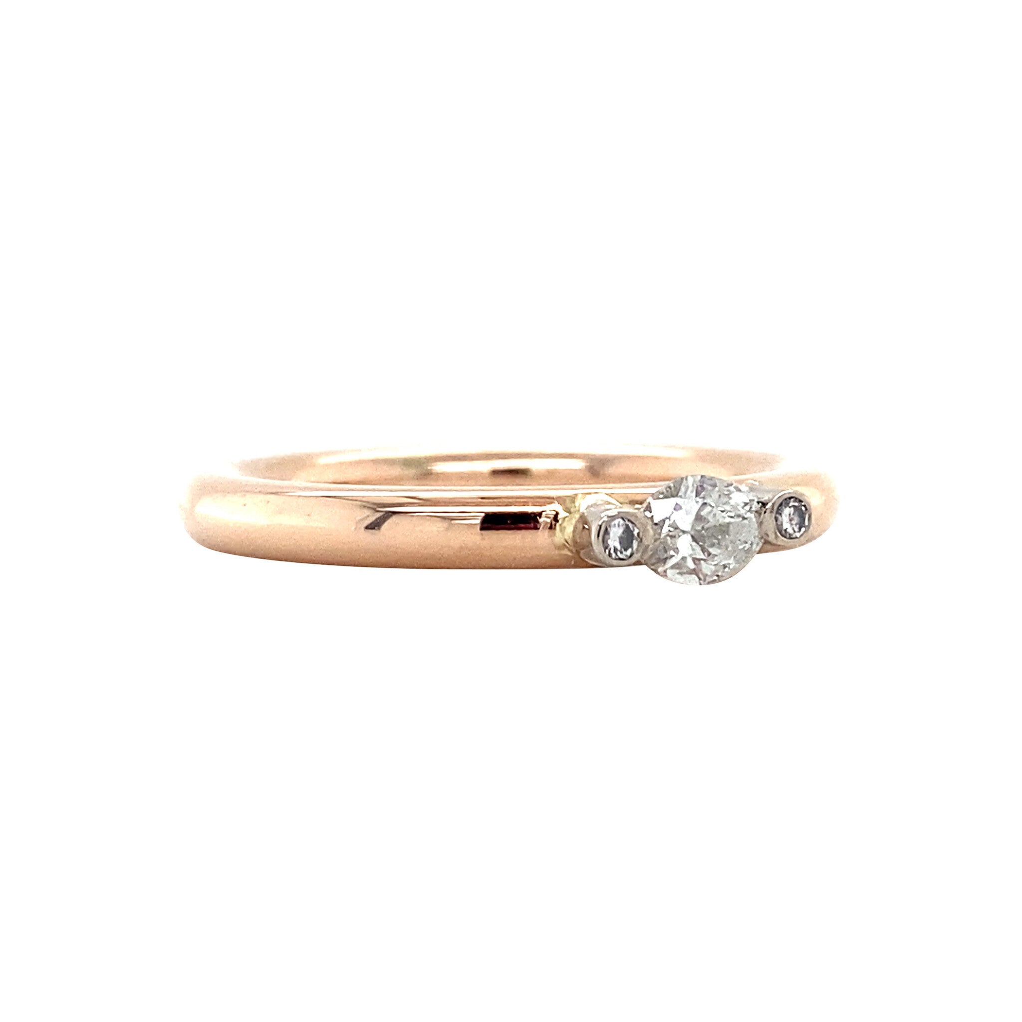 Rose gold ring with diamond 14 kt