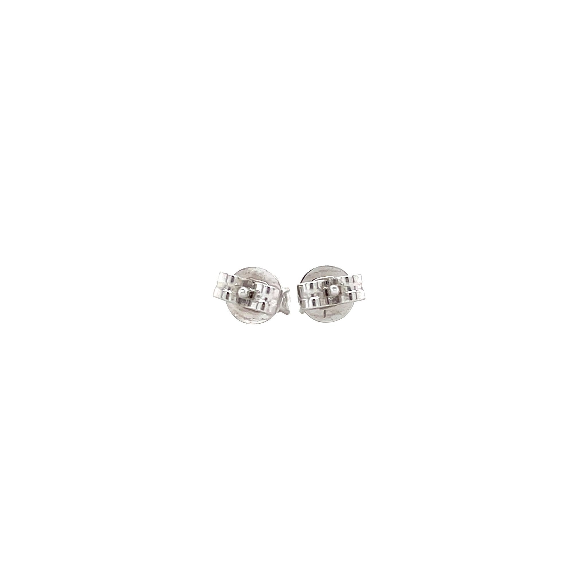 White gold solitaire stud earrings with diamond 14 kt