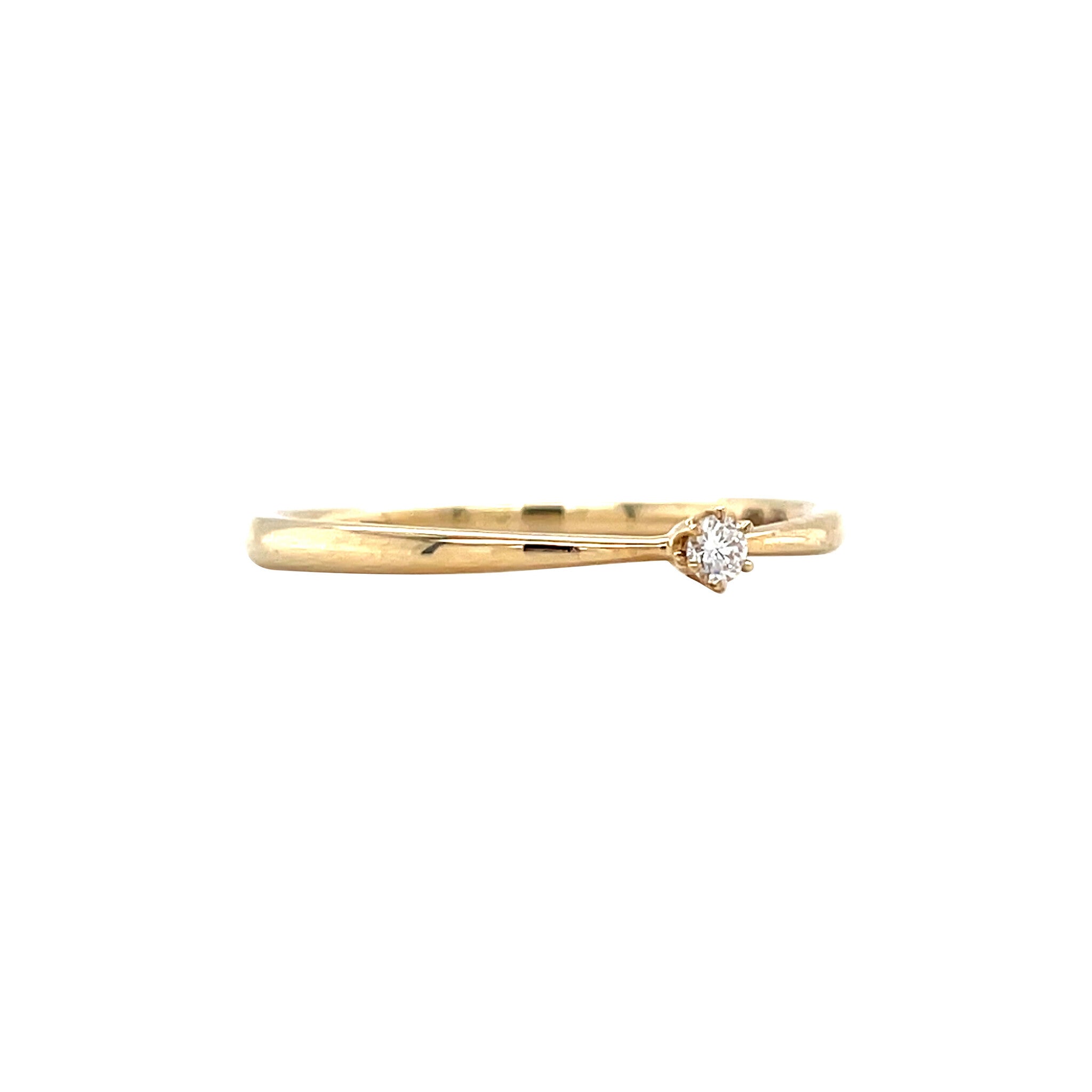 Gold solitaire ring with diamond 14 kt