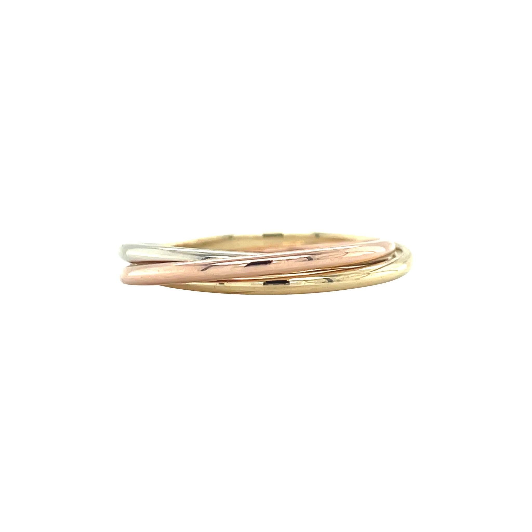 Tricolour gold trinity ring 14 karat