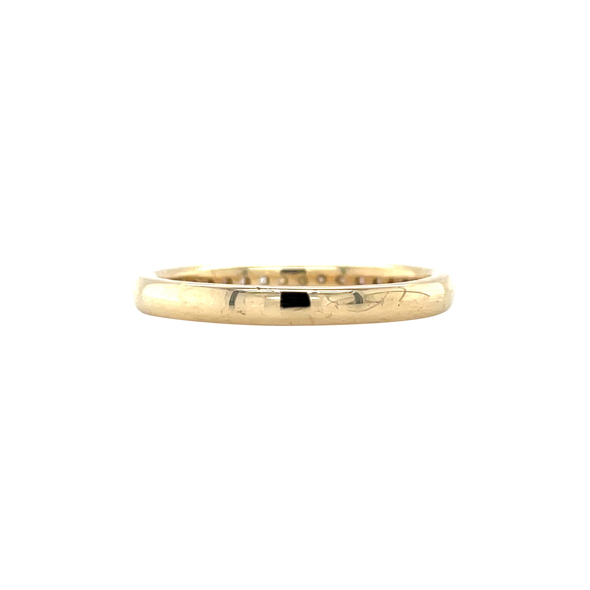 yellow gold rail ring with diamond 14 kt
